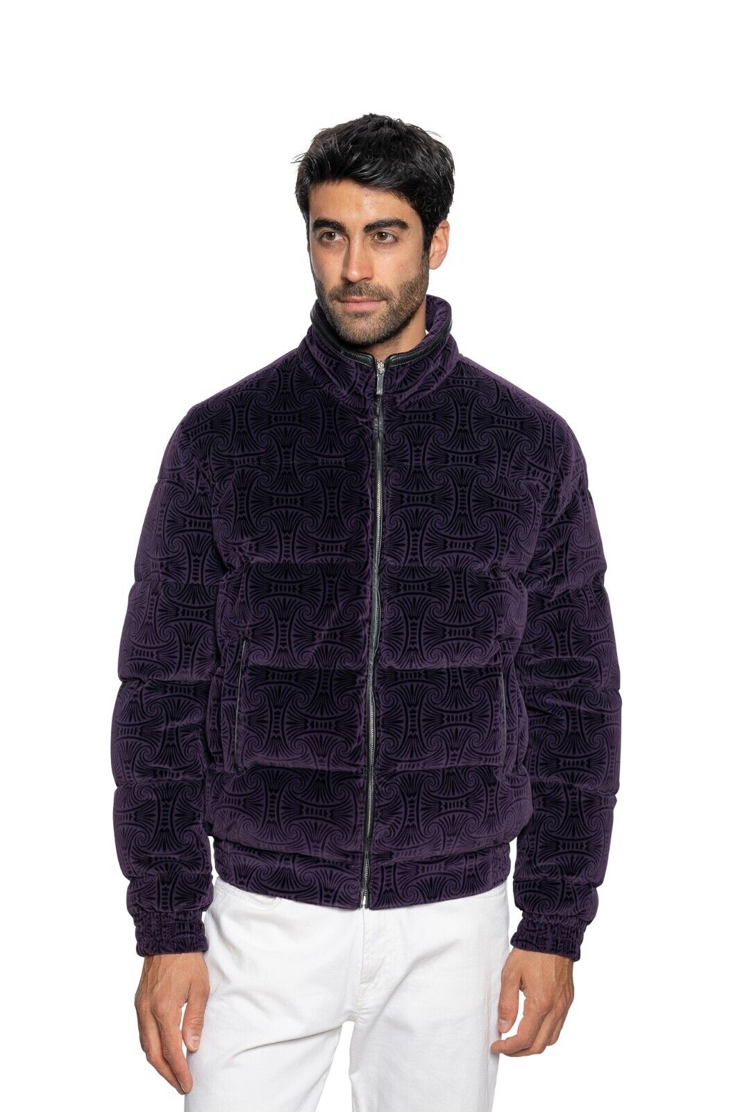 2500$ ITALO FERRETTI Puffer Jacket Velvet + Leather "OTTOMAN" 40 US 50 EU BIJAN