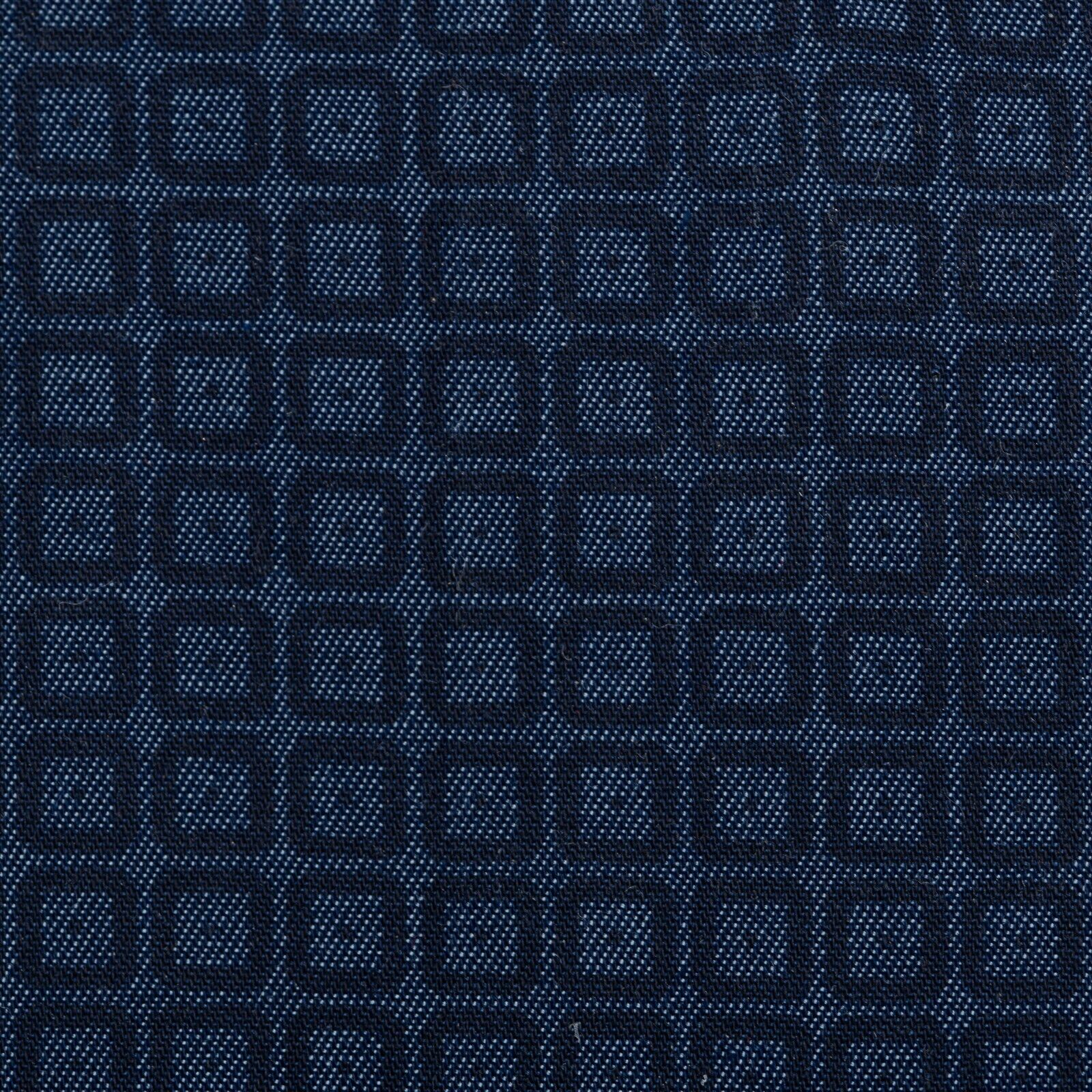 BORRIELLO NAPOLI Blue Geometric Shirt Cotton Denim Hand-Sewn in Italy Slim Fit