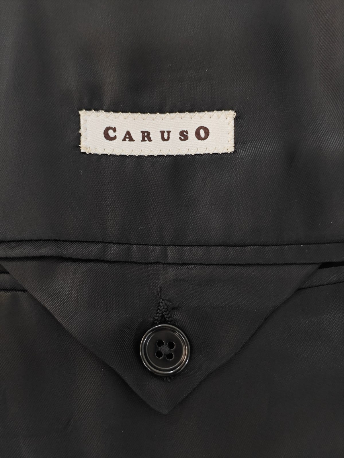 $2200 RAFFAELE CARUSO Black Suit LORO PIANA Wool 150's 44 US / 54 EU