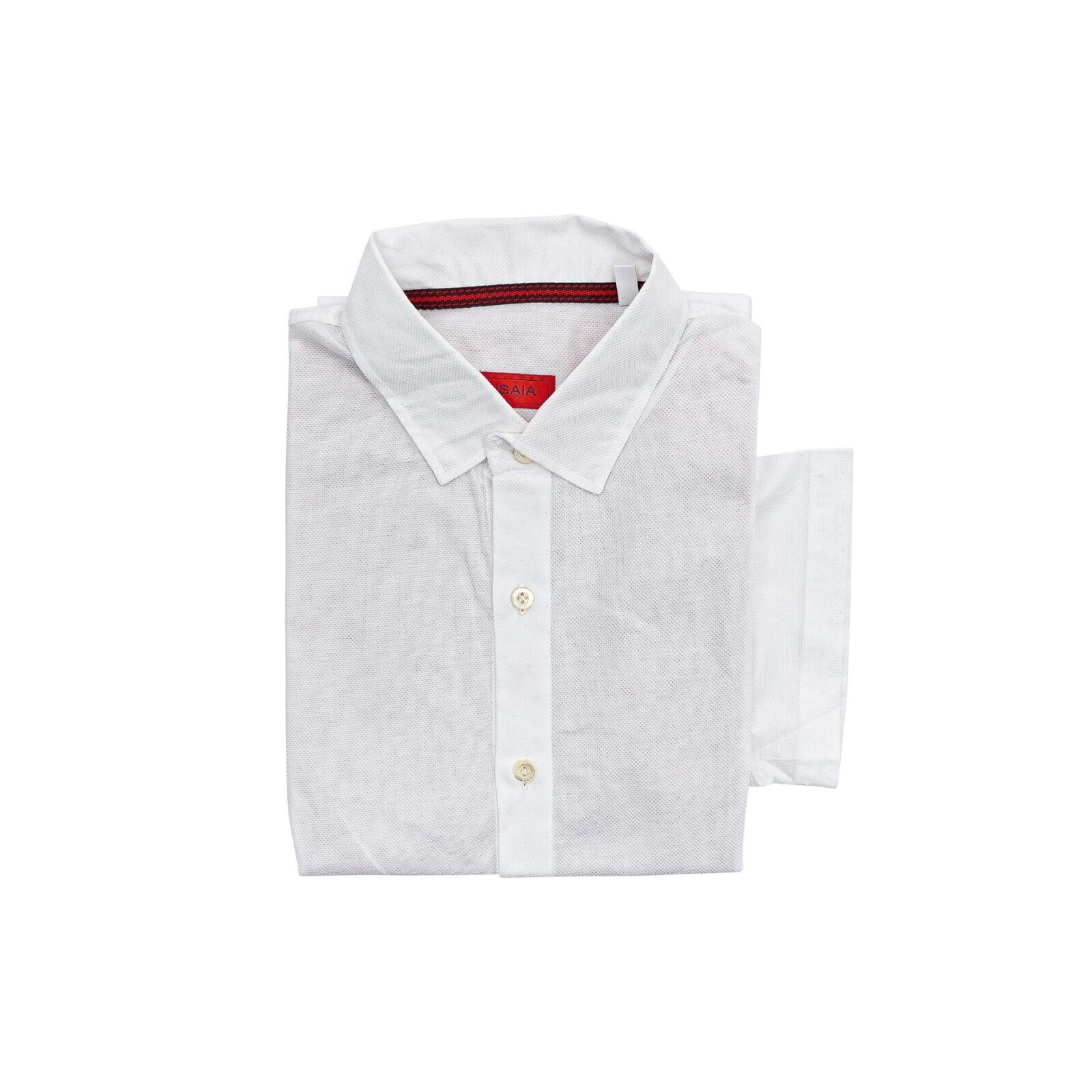 690$ ISAIA NAPOLI Solid White Hand-Sewn Short Sleeve Shirt Cotton 15.75 - 40