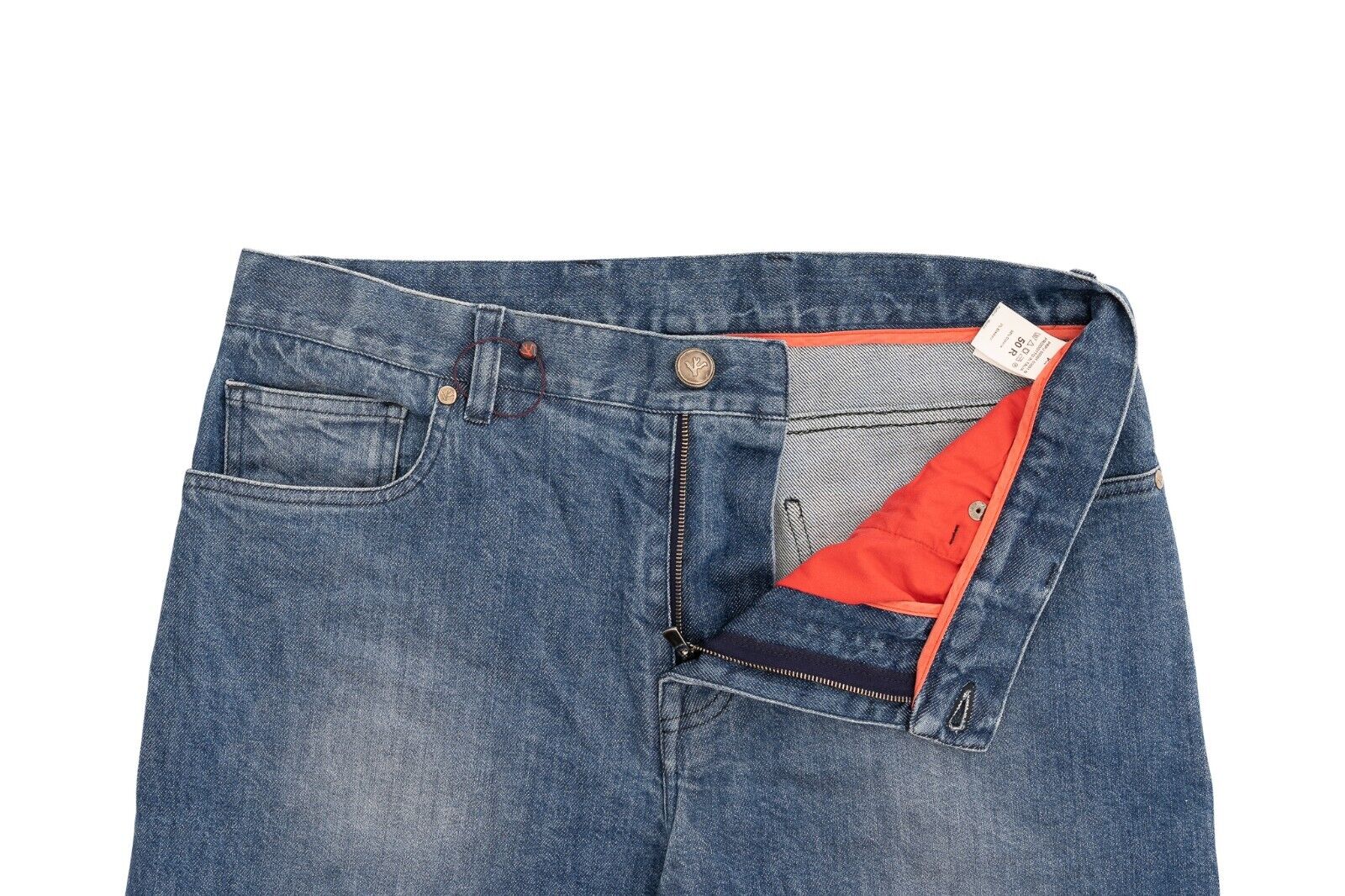 690$ ISAIA NAPOLI Blue Denim Jeans Trousers Pant Cotton 34 US / 50 EU