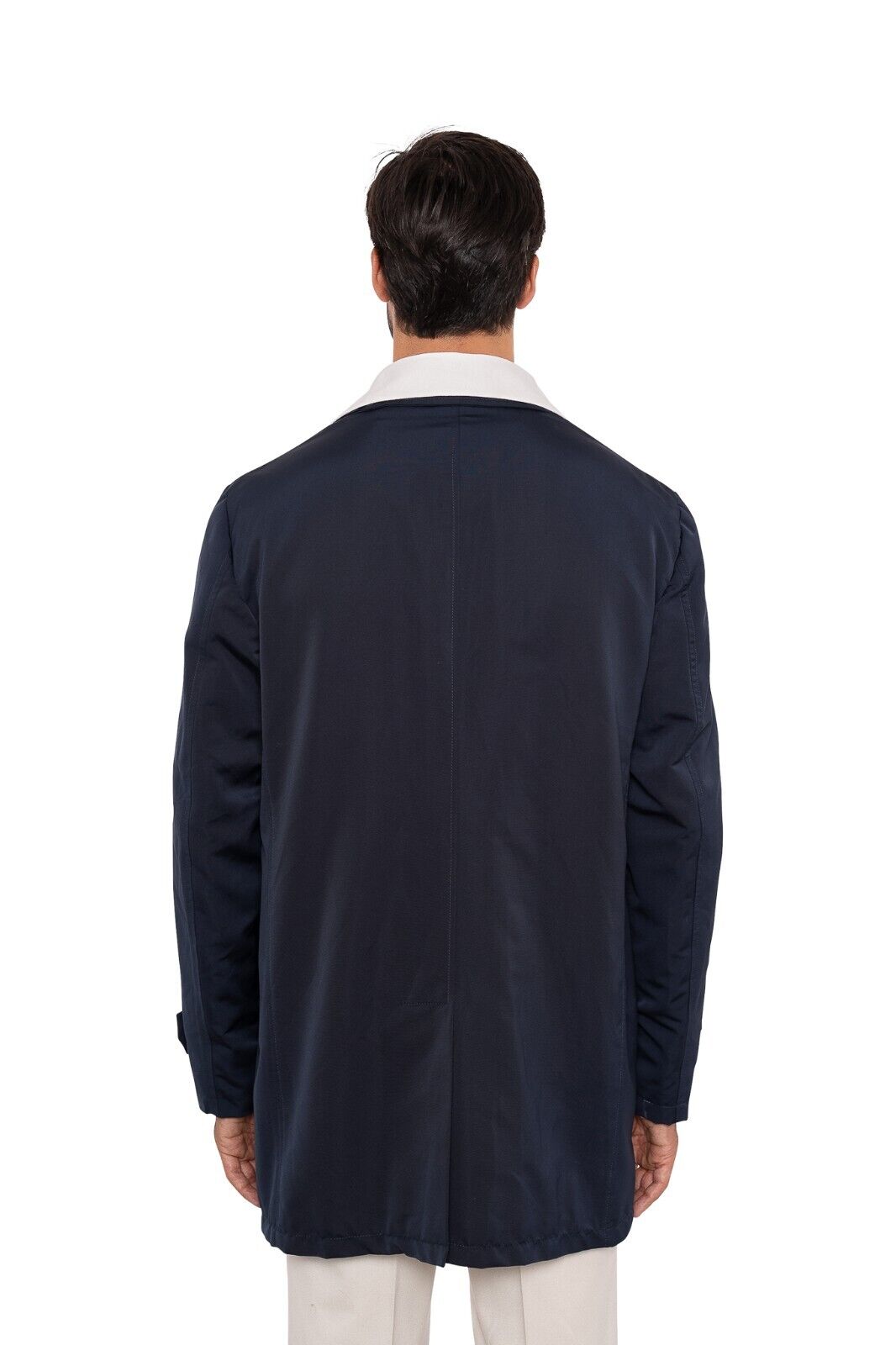 $2400 ISAIA NAPOLI Blue Techno Coat Carcoat Water Water Repellent  44 US / 54 EU