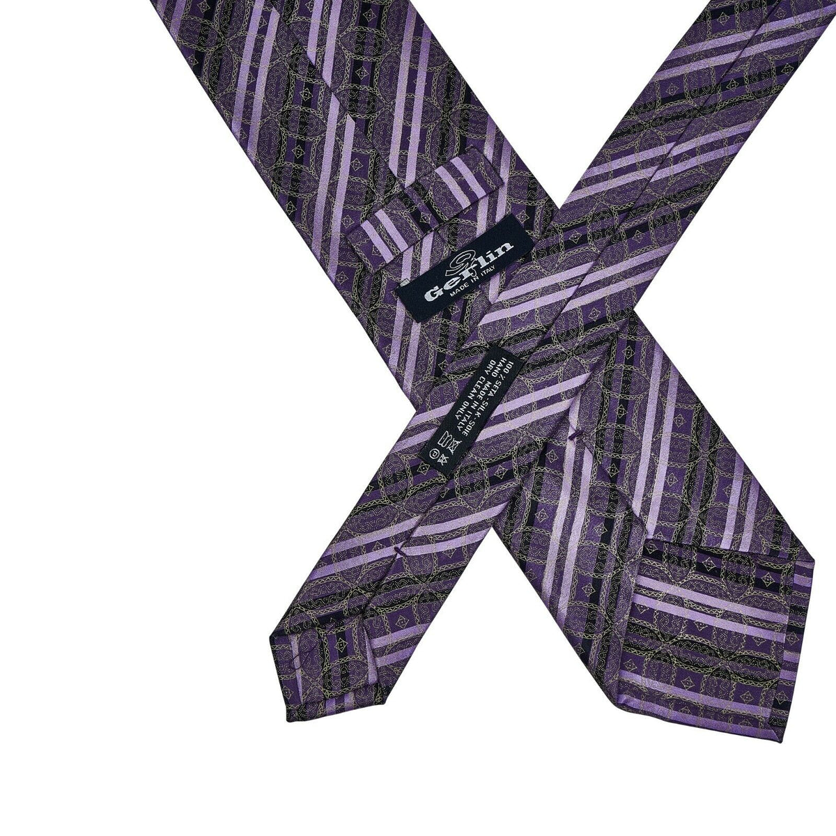 $220 ITALO FERRETTI x GERLIN Tie Silk Striped Lilac Handmade in Italy ZILLI