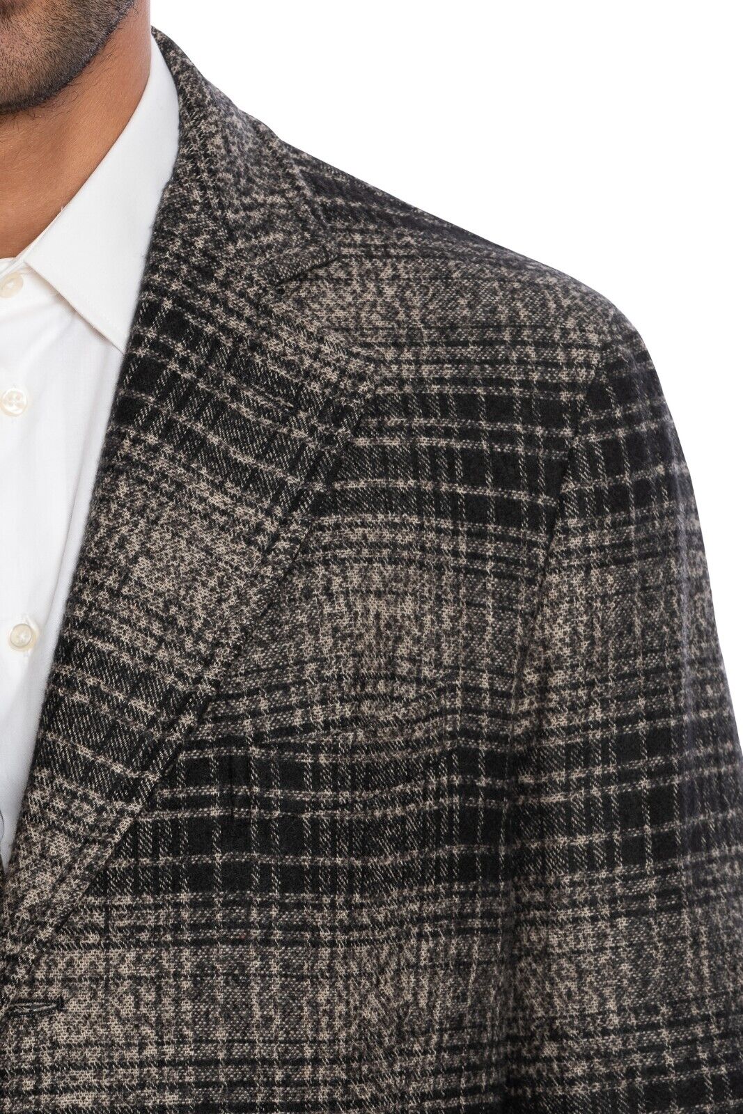 $1800 BOGLIOLI MILANO Single Braested Blue / Gray Coat K.Jacket Wool Blend Check