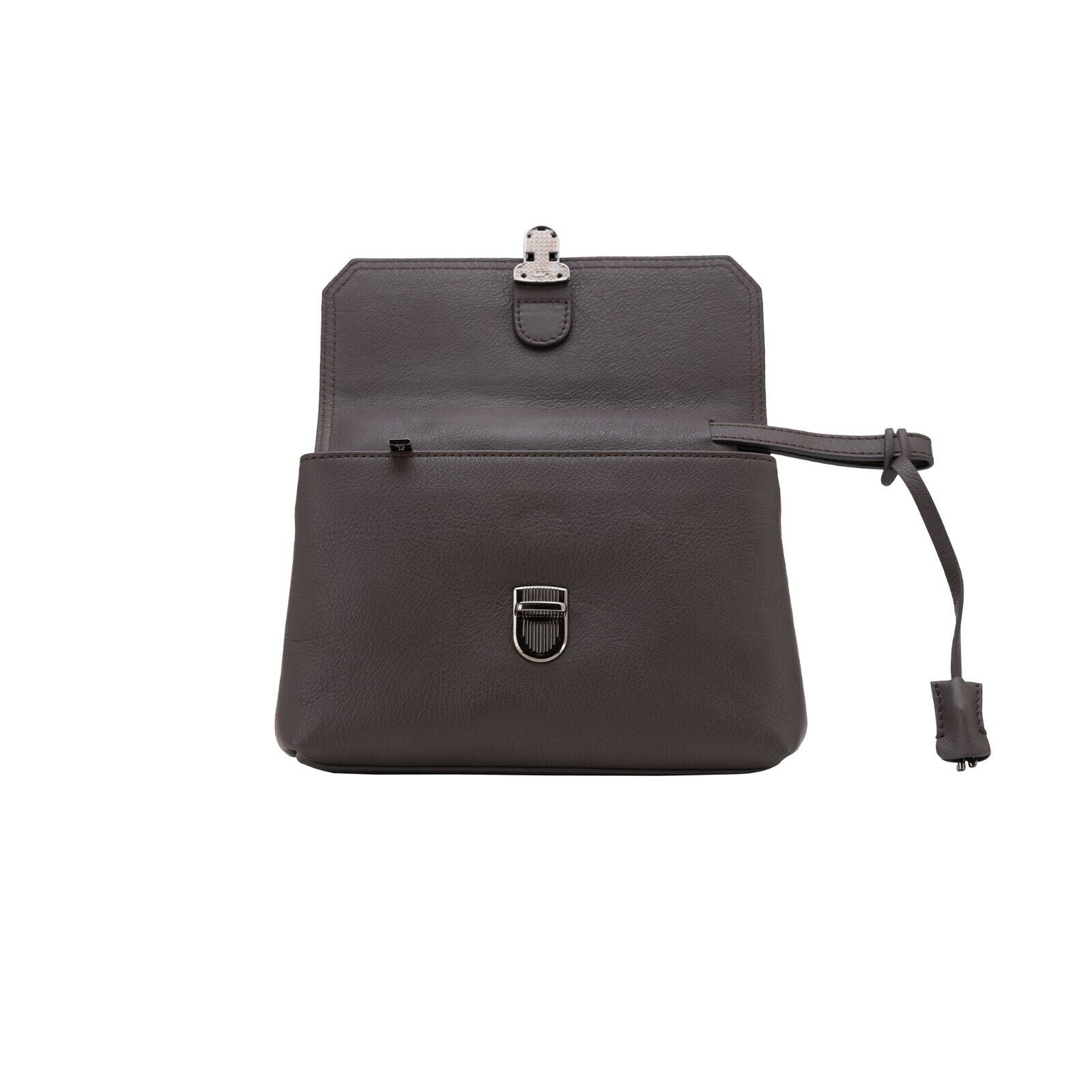 $390 Testoni Bologna Brown Easy Calf Hand Clutch Bag Padlock with Keys