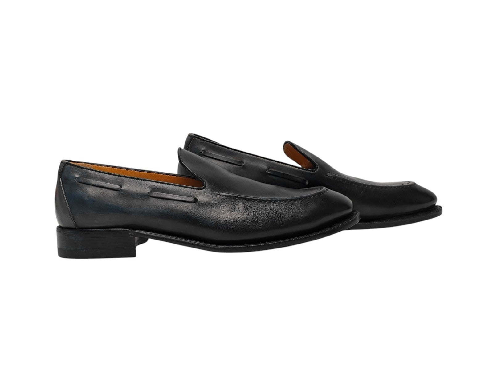 1350$ TESTONI "Piuma" Loafer Shaded Calf Concrete / Black 8 UK / 9 US / 42 IT