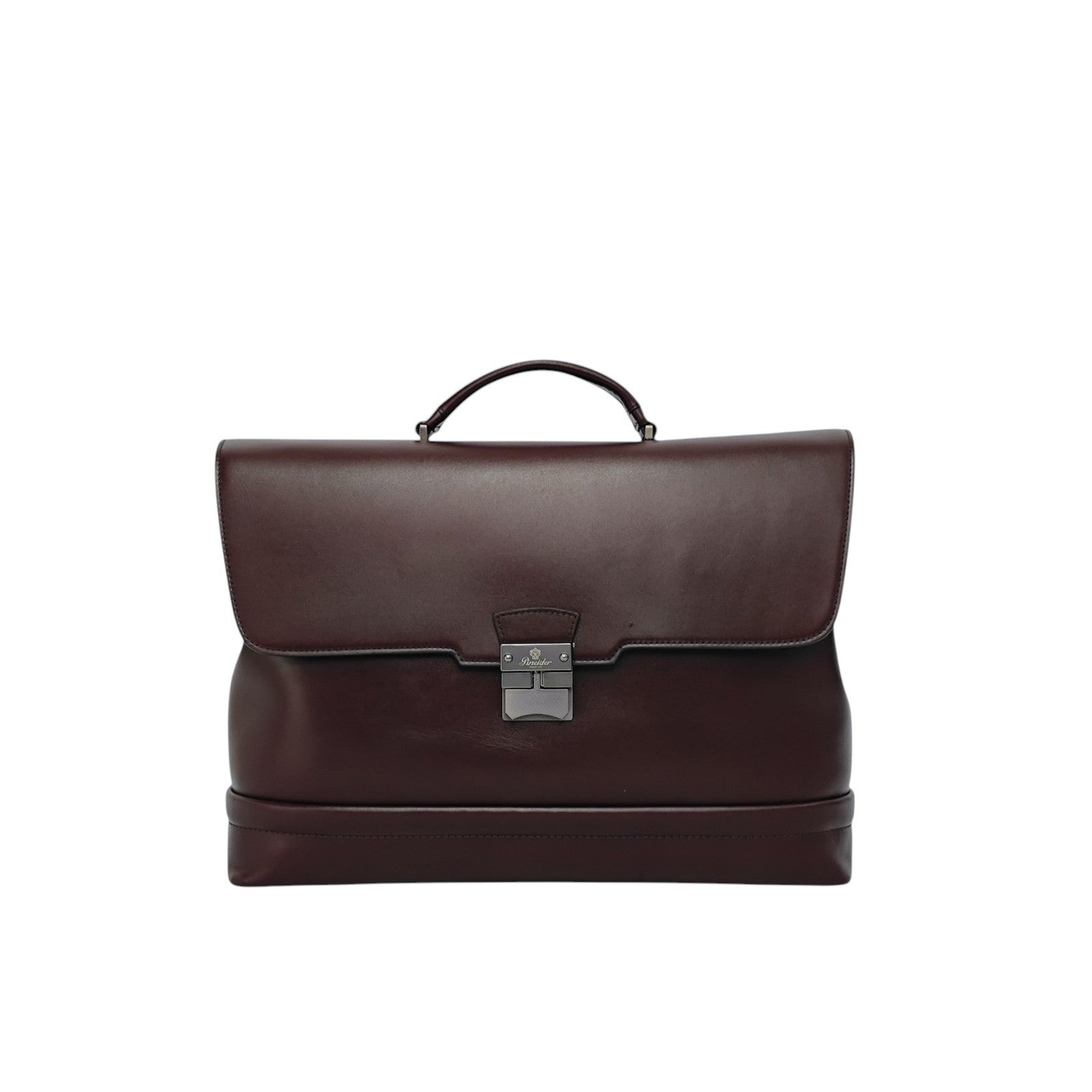 1240$ PINEIDER FIRENZE "Metro Smooth" Calf Briefcase Work Doctor Bag Burgundy