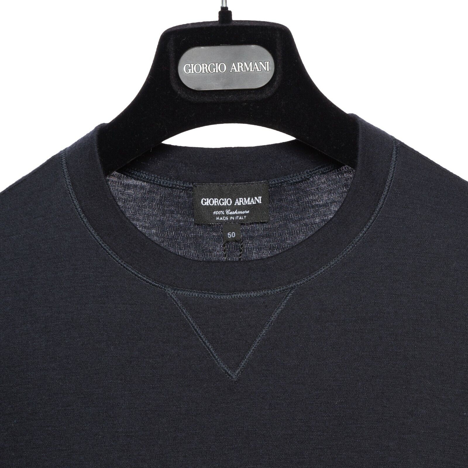 1100$ GIORGIO ARMANI Sweater Sweatshirt 100% Cashmere Blue Navy 40 US / 50 EU
