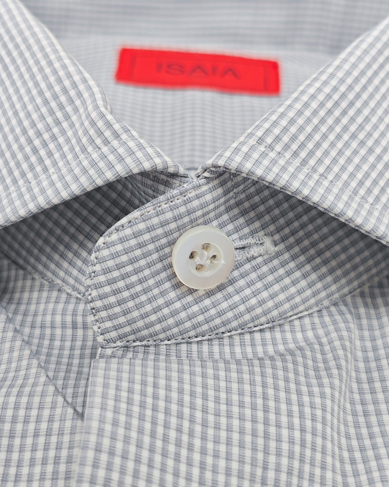730$ ISAIA NAPOLI "Mix" Dress Shirt Blue White Checks Cotton 15.75 - 40