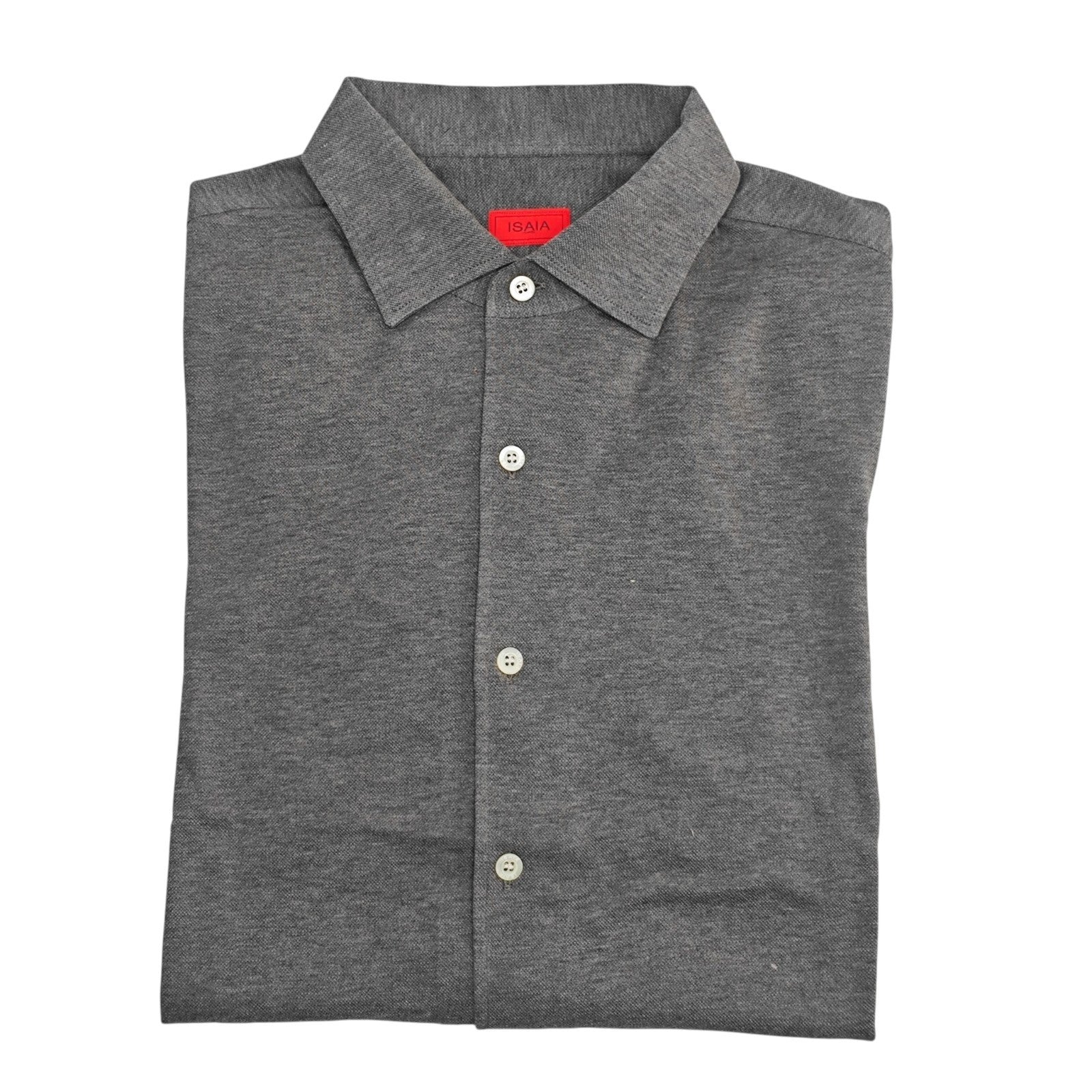 740$ ISAIA NAPOLI Dress Shirt Gray Jersey Stretch Medium Cotton 15.5 - 39