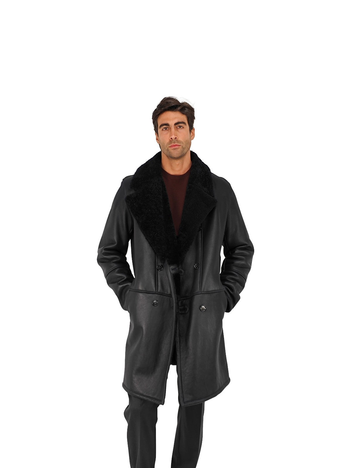 7400$ ISAIA NAPOLI Blue Midnight Shearling Coat 100% Lambskin 44 US / 54 EU