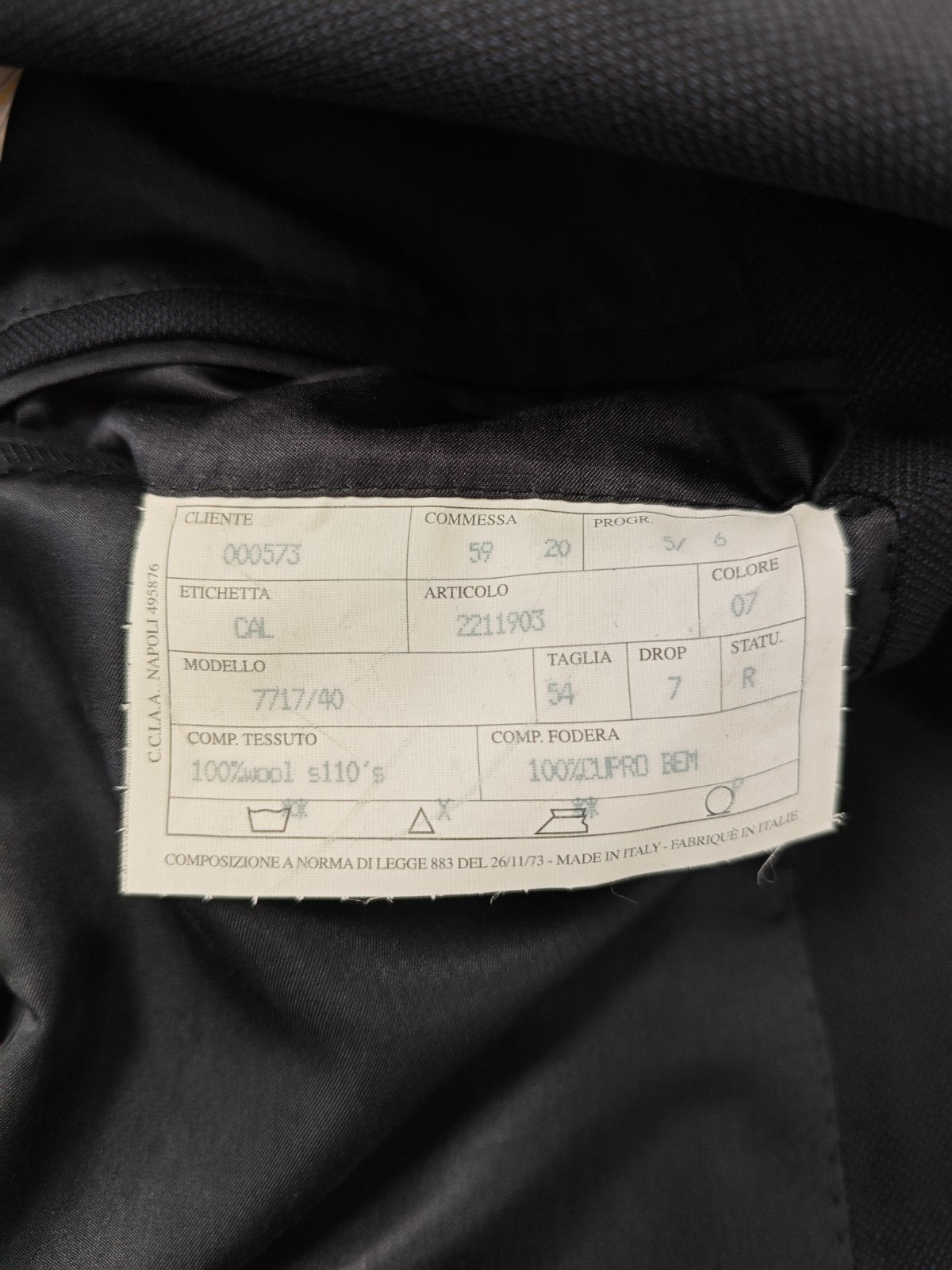 $2500 SARTORIA PARTENOPEA NAPOLI Textured Blue Suit Wool 110's 44 US / 54 EU