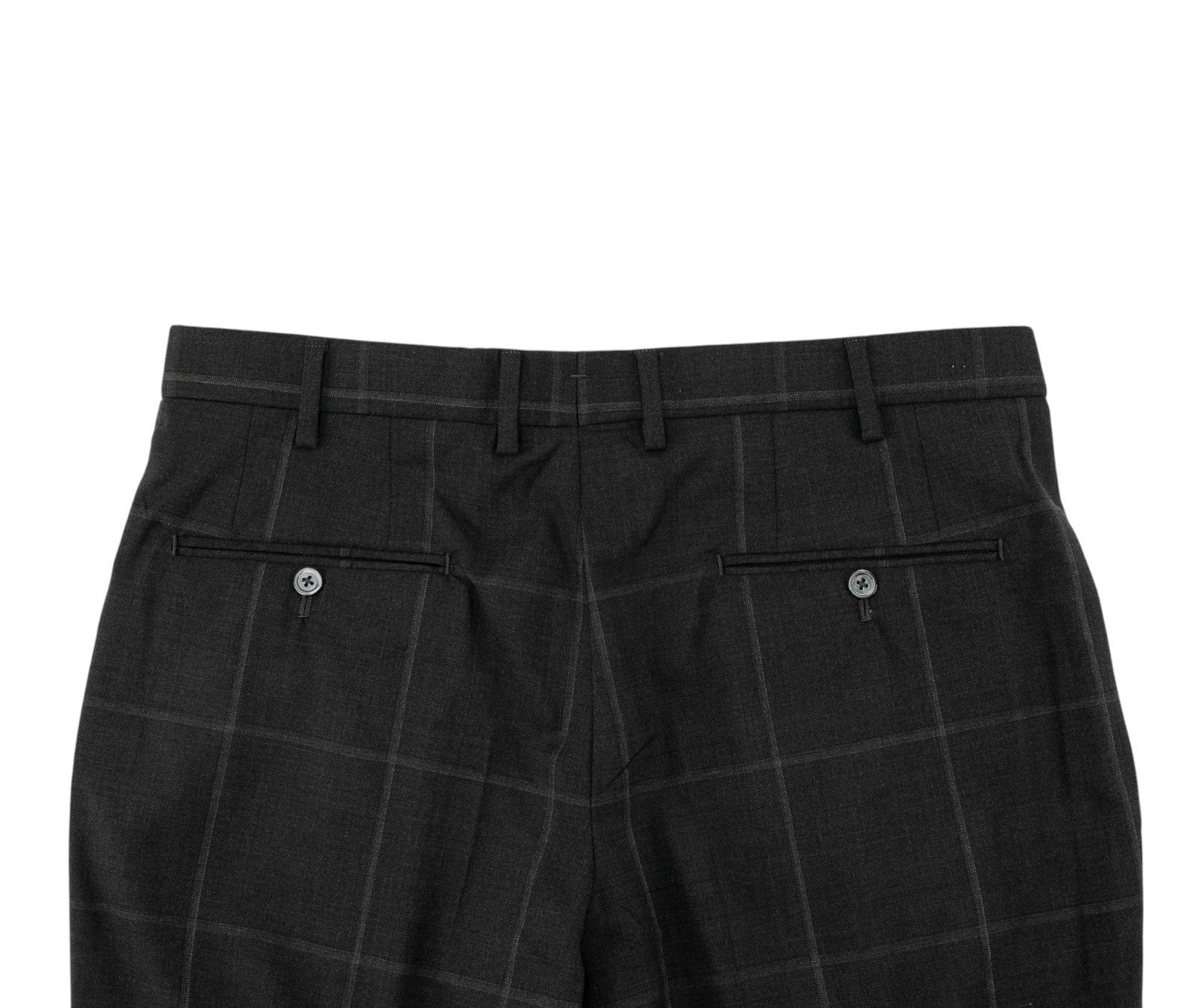 1550$ ISAIA Hand-Sewn Tapered Dress Pant Fine Wool Charcoal 34 US / 50 EU