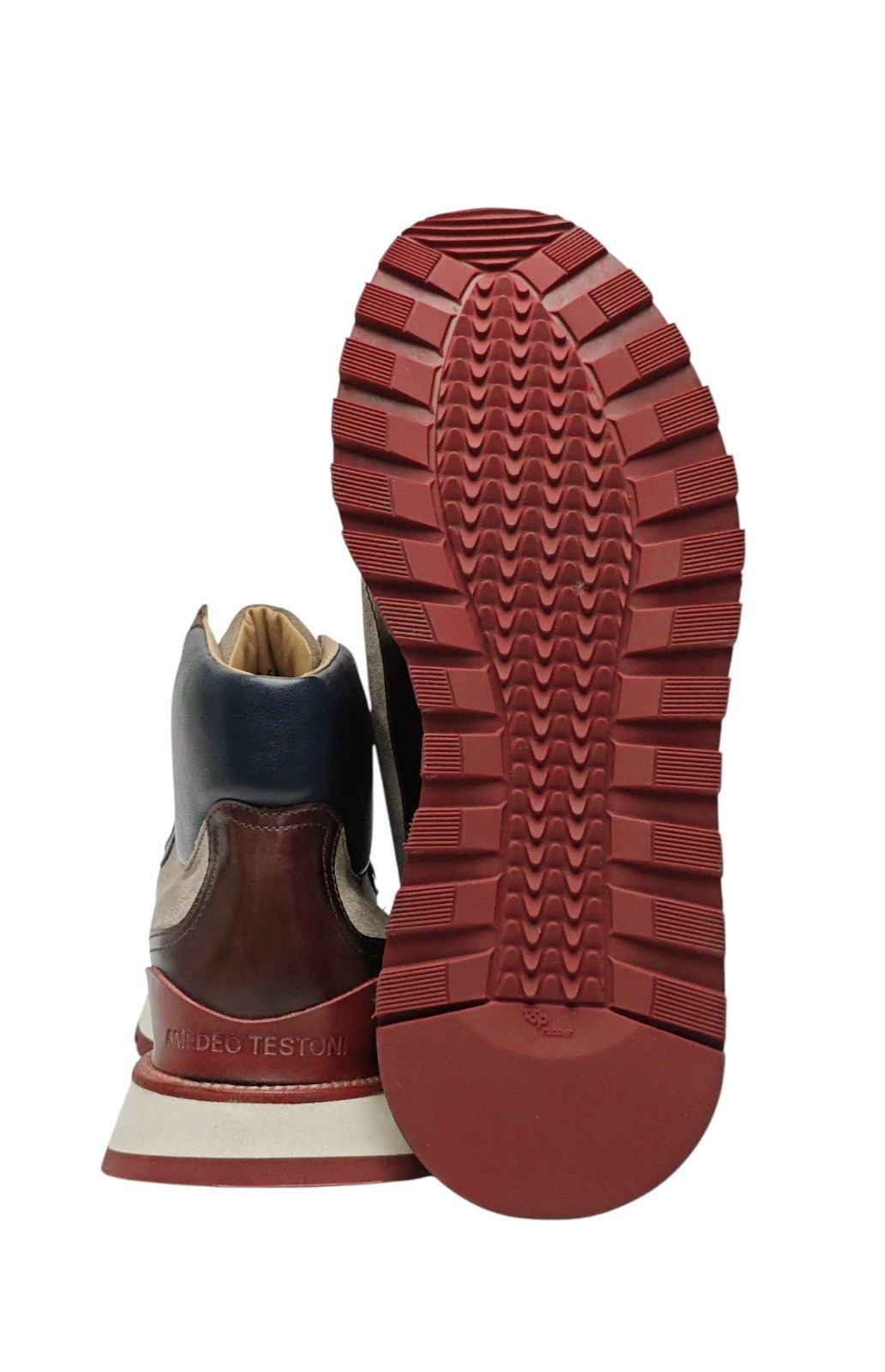 1200$ TESTONI "Piuma" Sport Mid Cut Sneaker Suede + Calf 8 UK / 9 US / 42 IT
