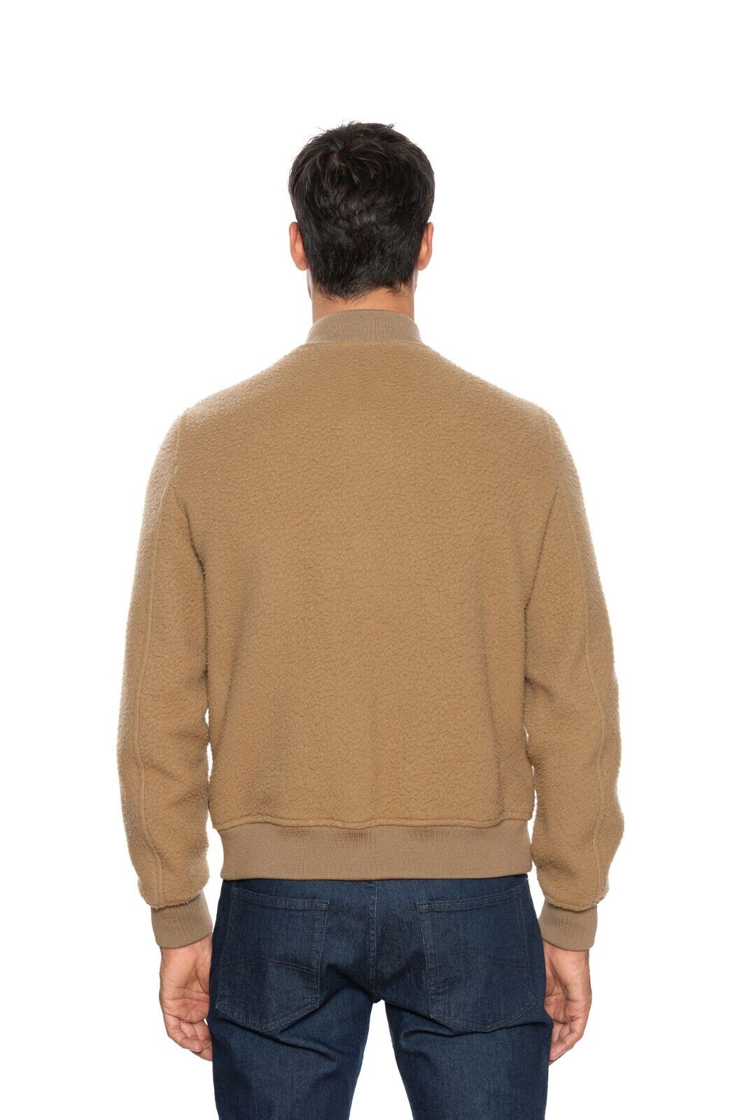 590$ EMPORIO ARMANI Bomber Jacket Camel Bouclè Wool