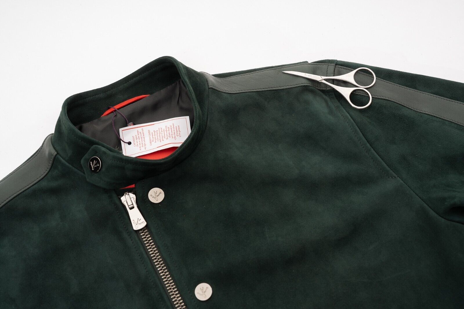 5500$ ISAIA Dark Green Moto Jacket leather 100% Lambskin Size 38 US / 48 EU