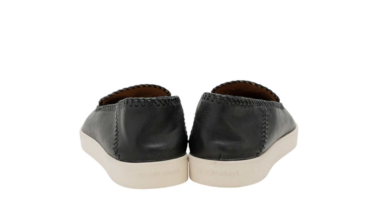 900$ GIORGIO ARMANI Shoes Slip on Sneakers Black Leather 10 UK / 11 US / 44 IT