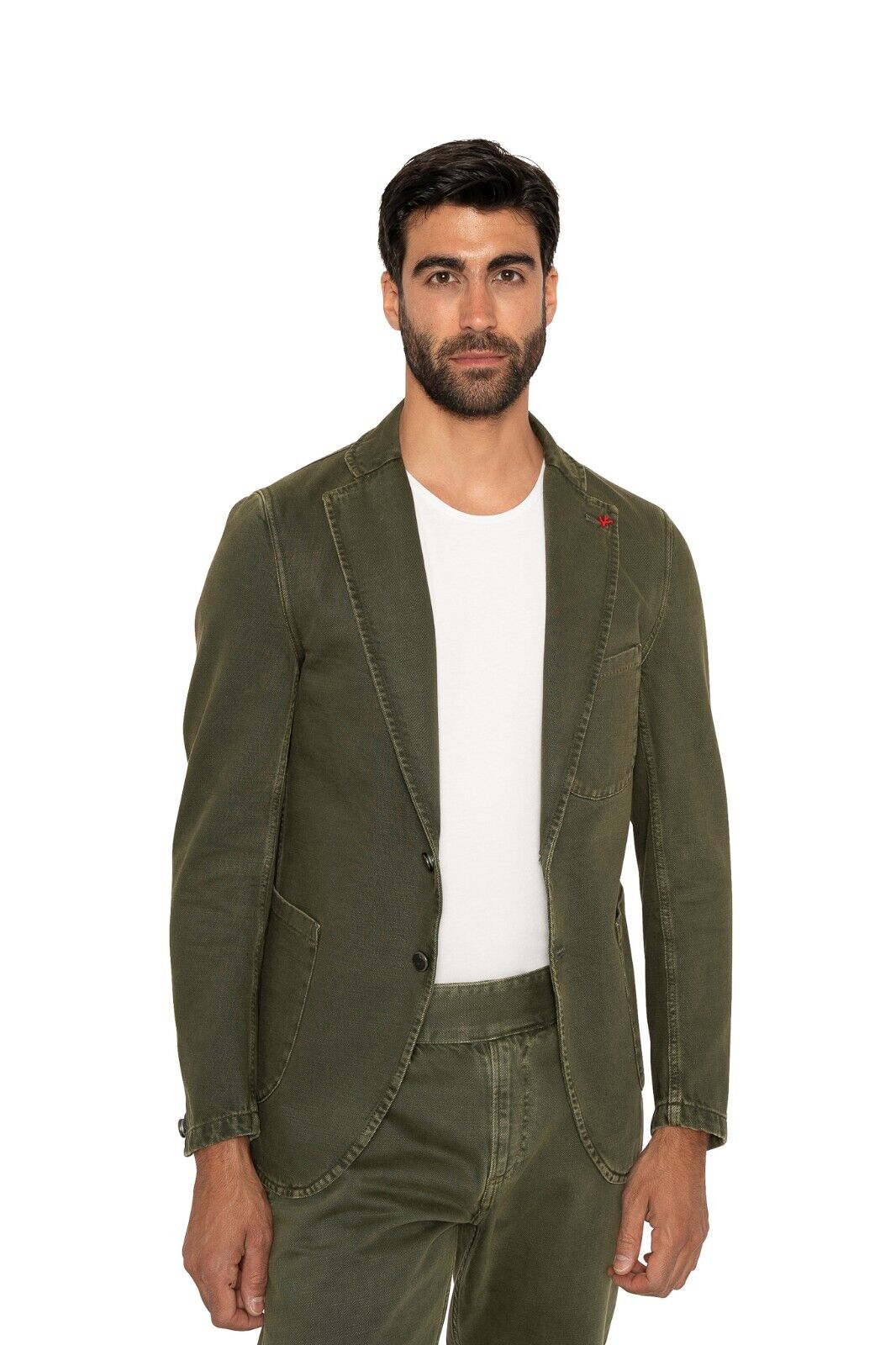 NWD $2500 ISAIA NAPOLI Green Denim Hand-Sewn Jacket Cotton Size 38 US / 48 EU