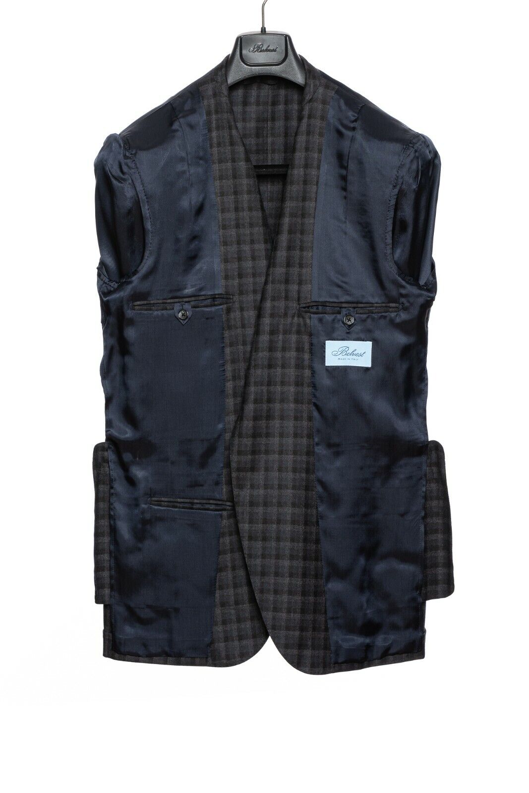 $2190 BELVEST Wool 120's Gray Check Jacket 42 US / 52 EU Drop 8R Slim F/W 2018