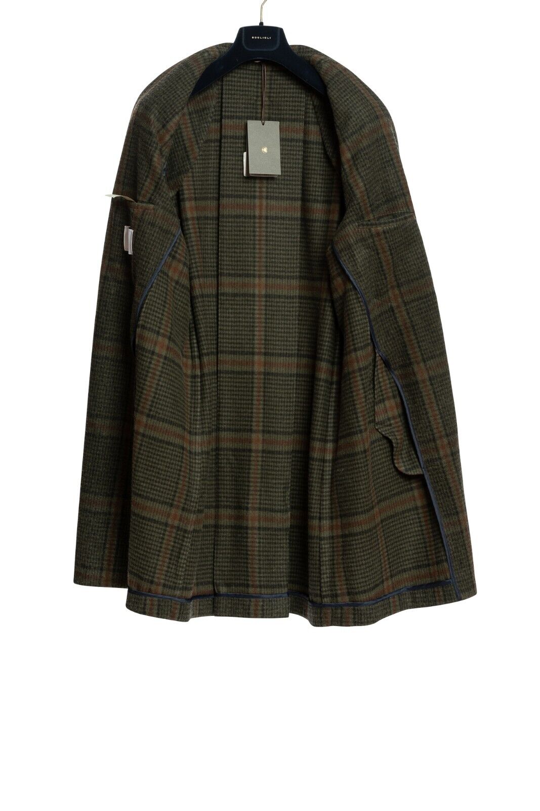 $1850 BOGLIOLI MILANO Checks Dark Green Coat Flannel Wool 38 US / 48 EU
