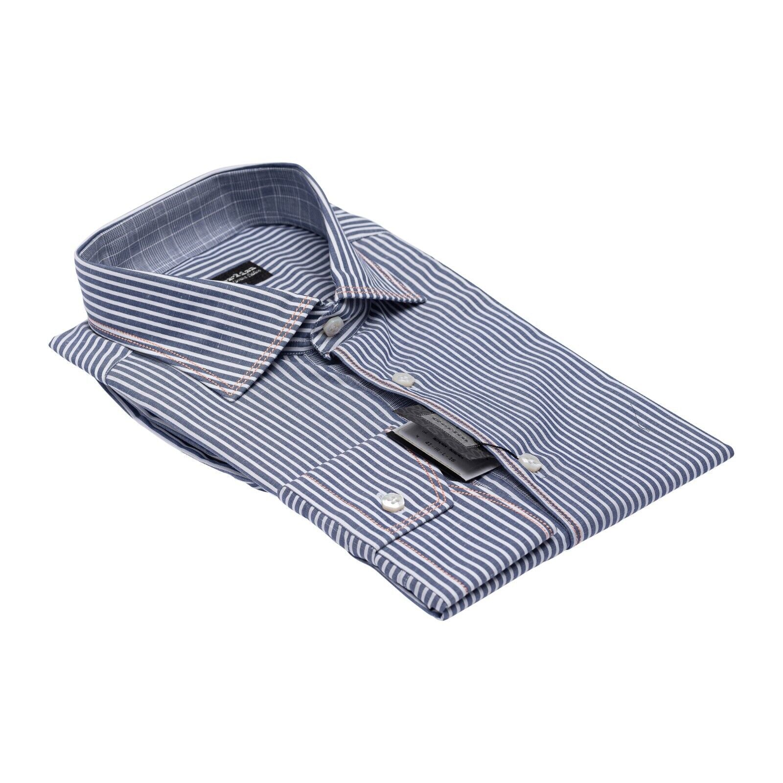 690$ LUXURY GERLIN Shirt Blue Linen & Cotton 16 - 41 9C BIJAN