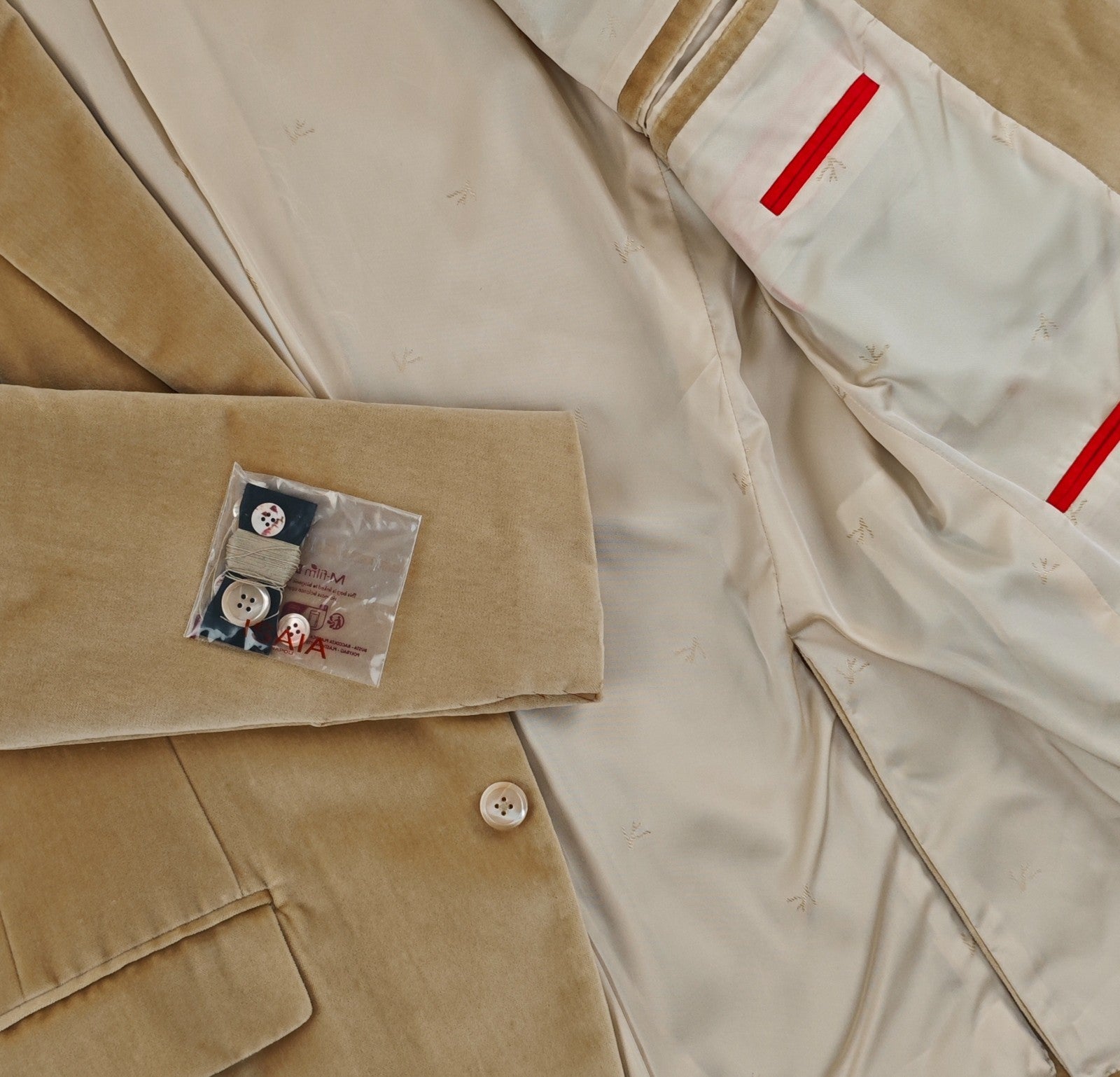 $5500 ISAIA NAPOLI "Amalfi" Champagne Hand Sewn Jacket Sport Coat Velvet Cotton