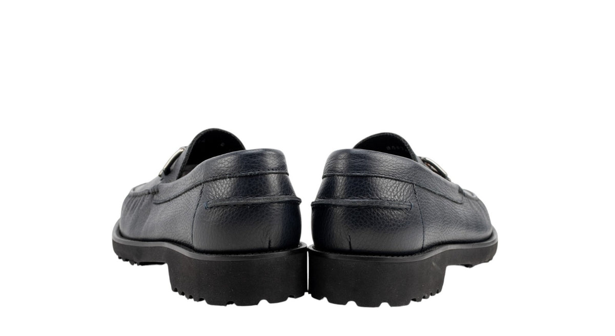 1200$ TESTONI Loafer Shoes Printed YorkCalf Blue Navy+Metal 8 UK / 9 US / 42 IT