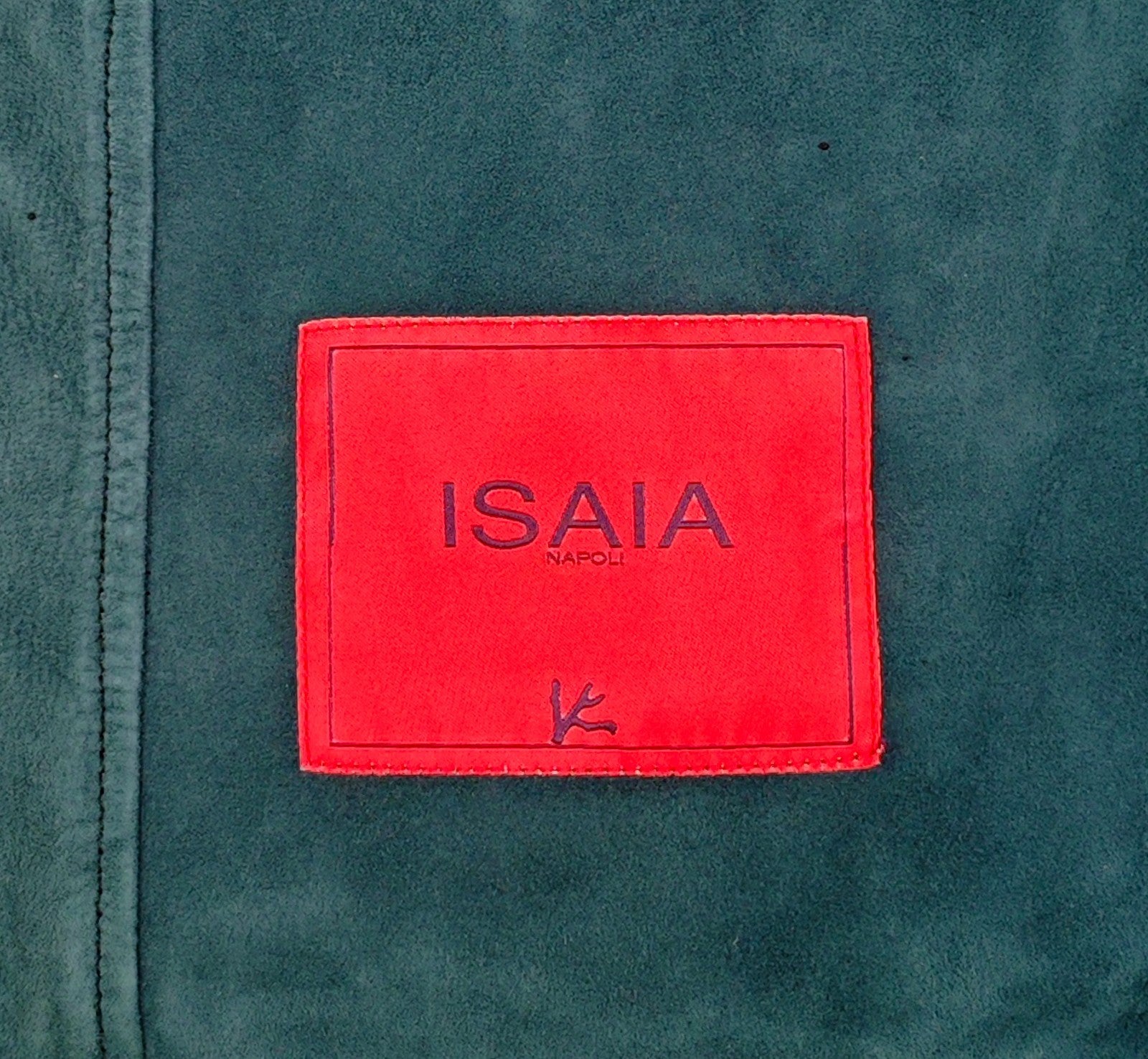 $5950 ISAIA Teal Green Varsity Jacket Suede Lambskin Leather 40 US / 50 EU