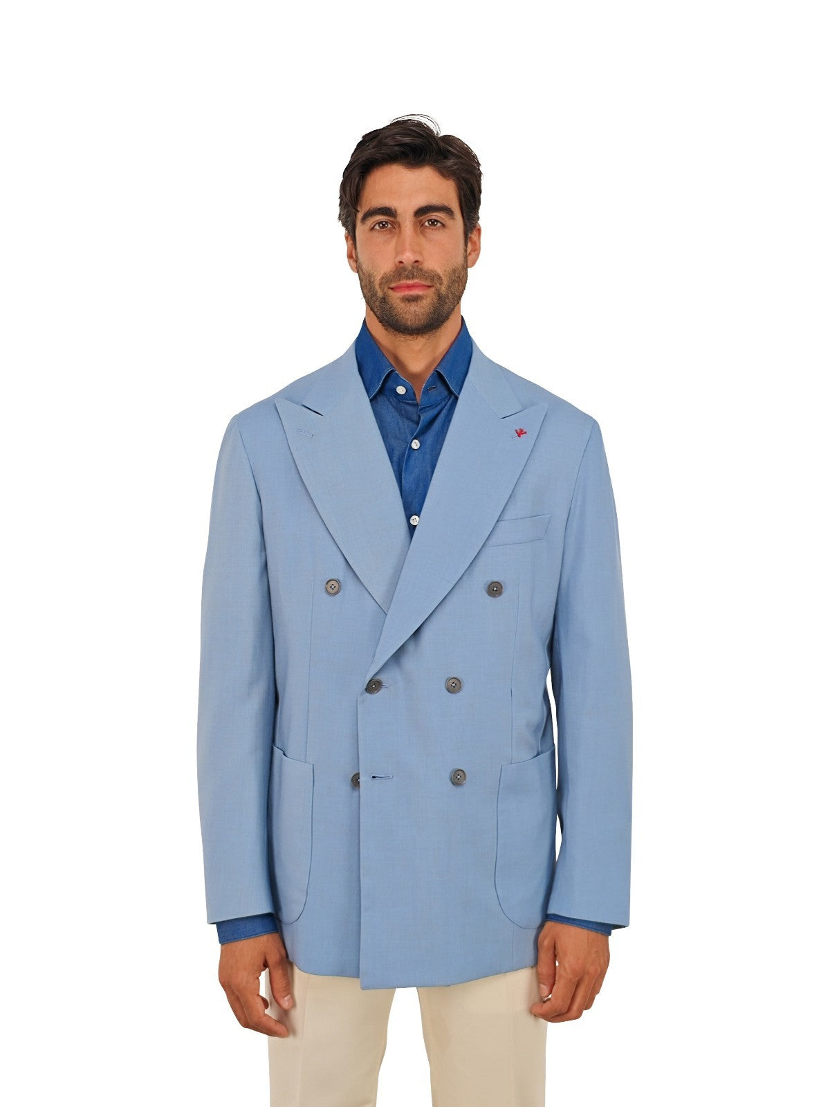 7.5K! ISAIA Blue Double Breasted Sport Coat Cashmere & VICUNA PERU 44 US 54 EU
