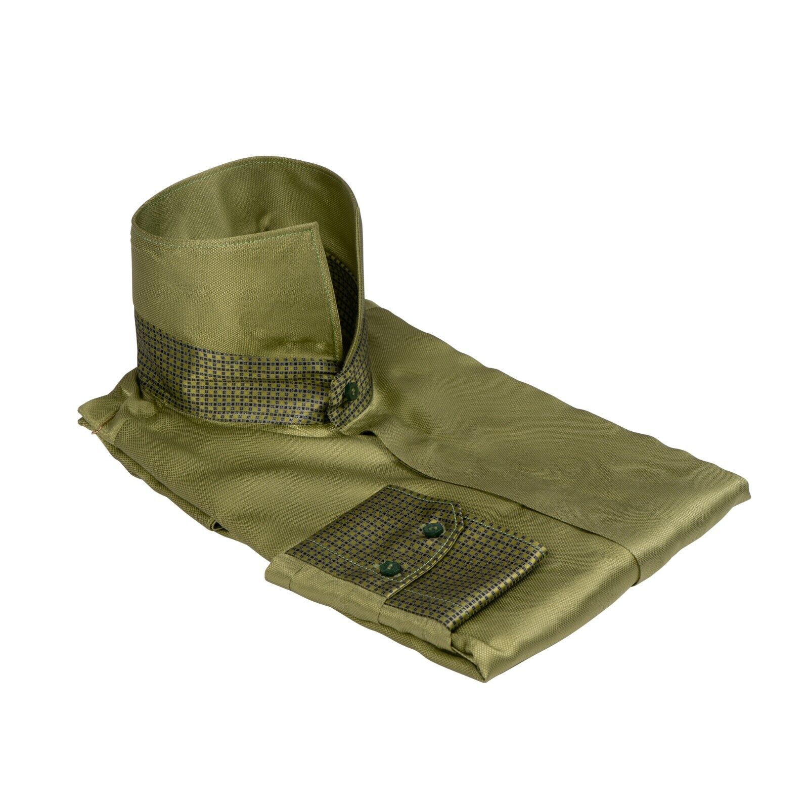 1400$ ITALIAN LUXURY GERLIN Shirt Dark Green 100% Silk 16-41 ZILLI