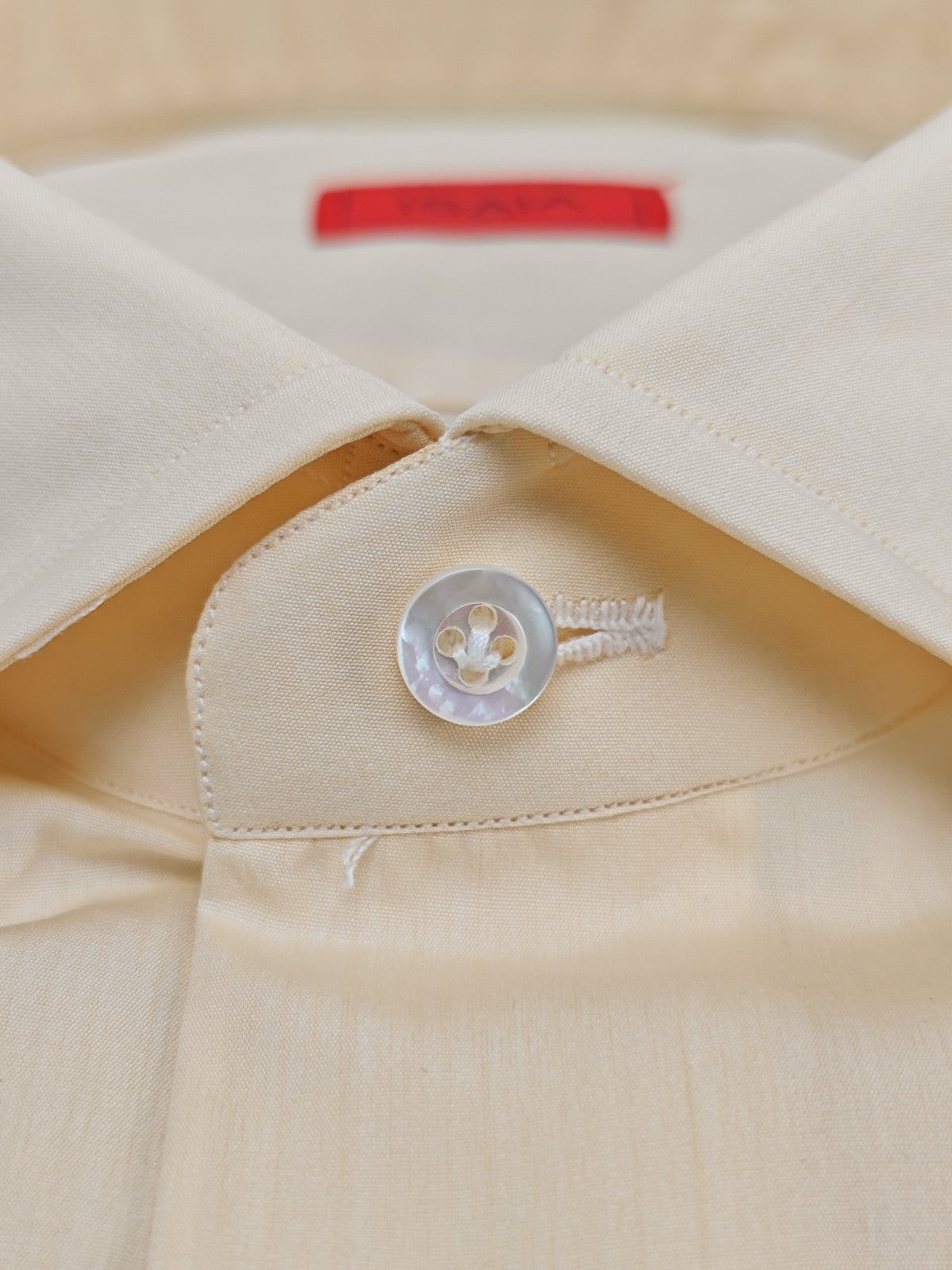 730$ ISAIA "Mix" Dress Shirt Light Peach Solid Fine Cotton Hand - Sewn 16 - 41