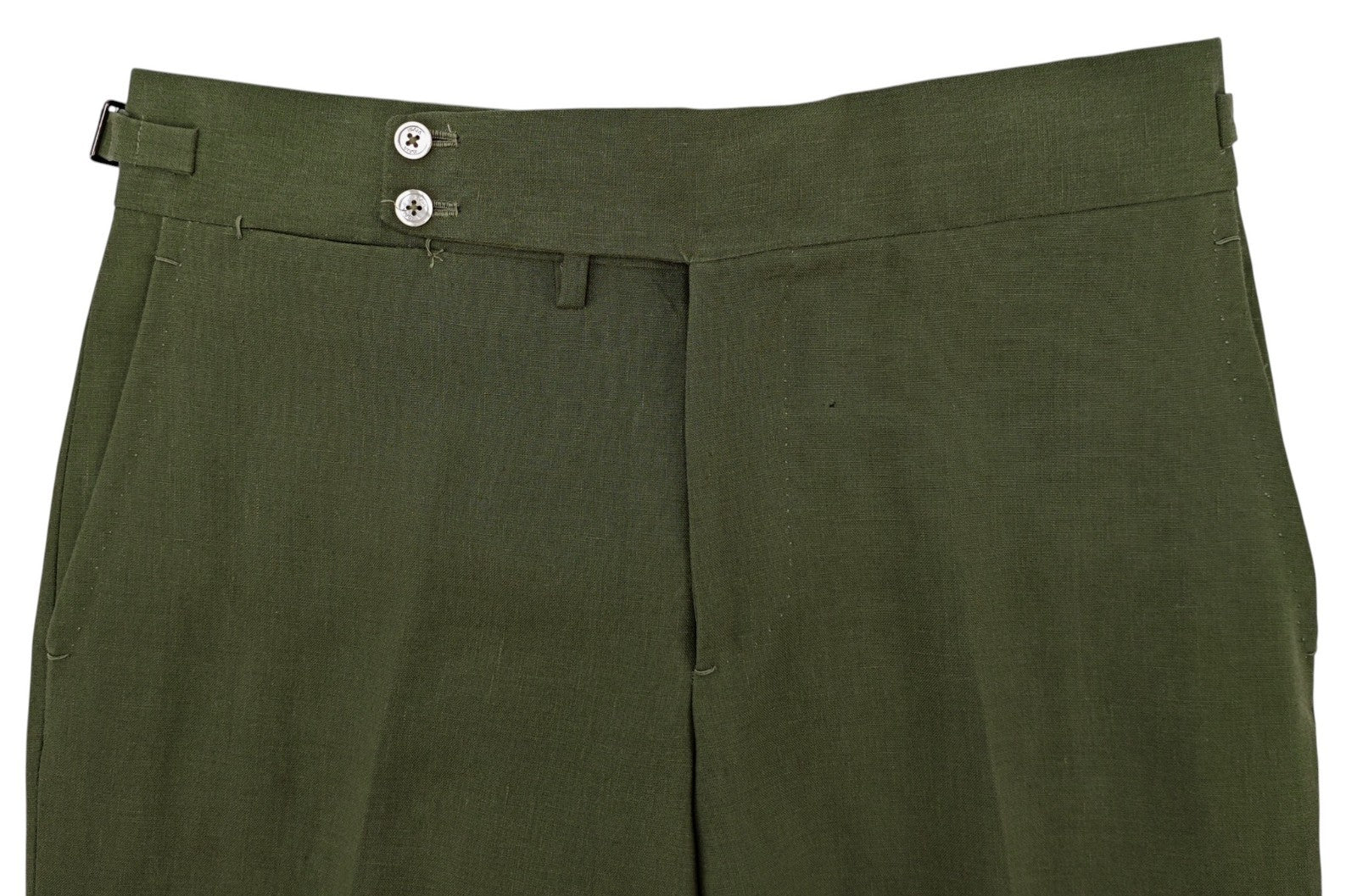 $8395 ISAIA "Marechiaro" Green Double Breasted Suit 100% Linen 38 US / 48 EU 8R