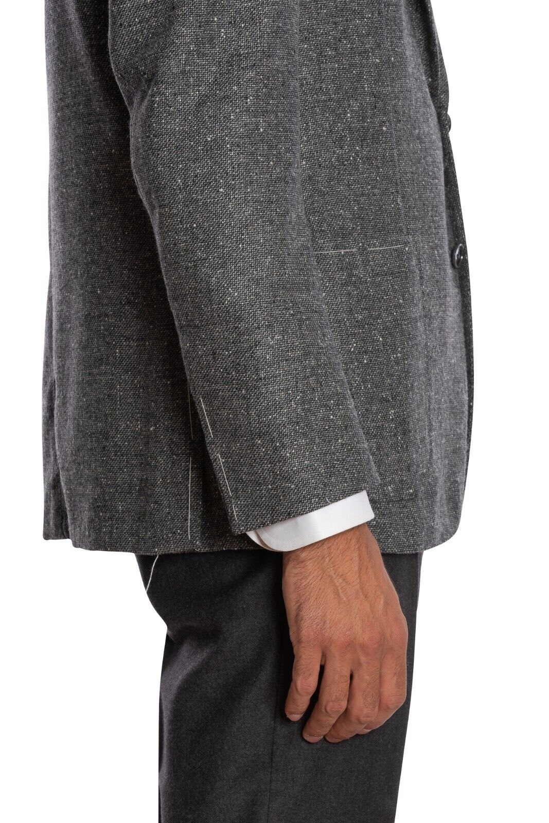 $2050 LUIGI BORRELLI "FIRENZE" Hand-Sewn Gray Jacket Sport Coat Donegal Wool