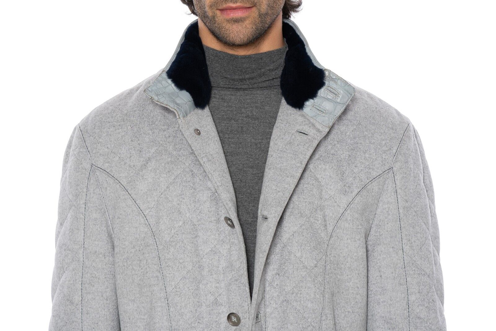 11K HETTABRETZ Jacket Coat 100% Cashmere / Alligator / Mink / SilK 40 US / 50 EU