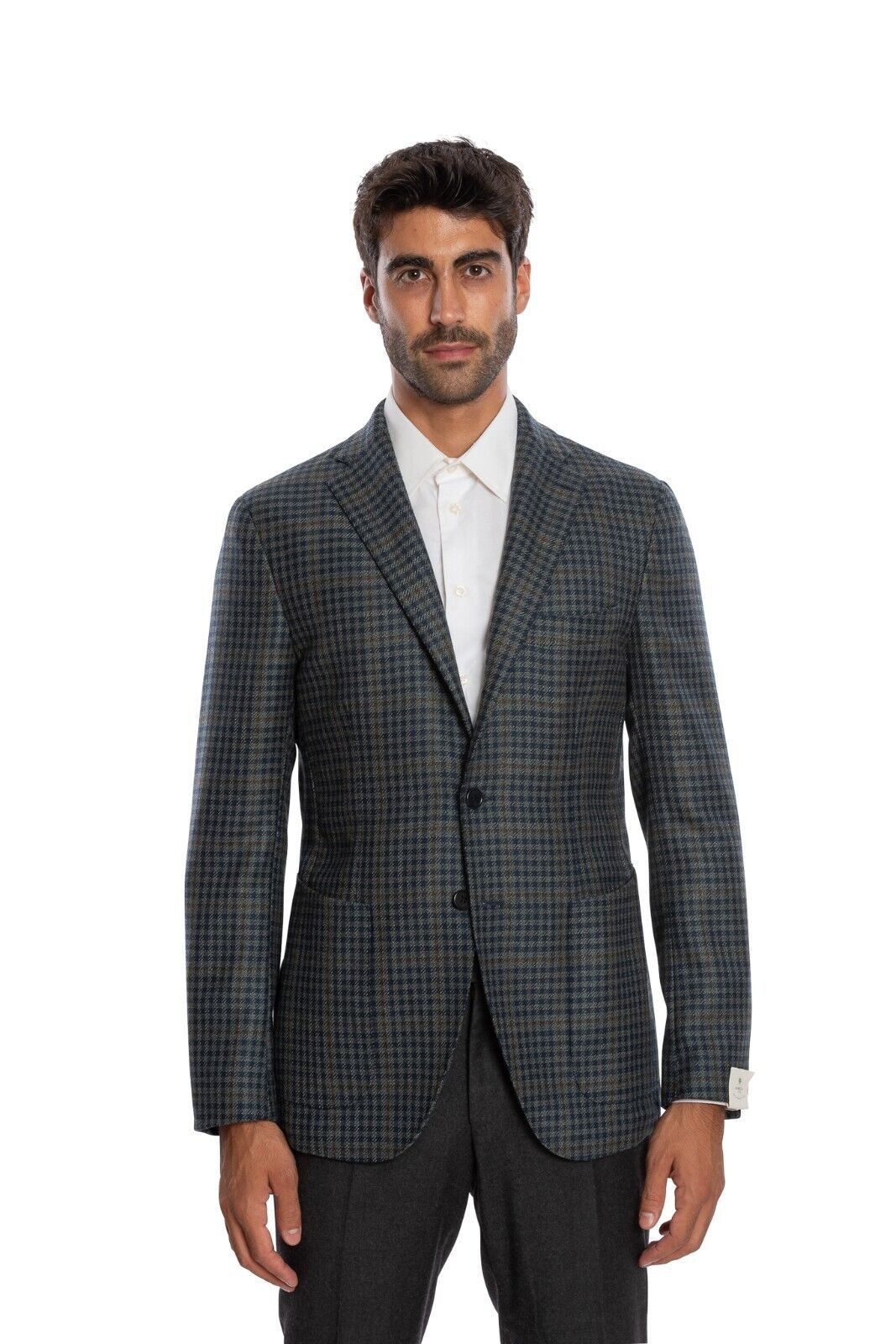 $2050 LUIGI BORRELLI "PROCIDA" Hand-Sewn Dark Gray Plaid Jacket Sport Coat Wool