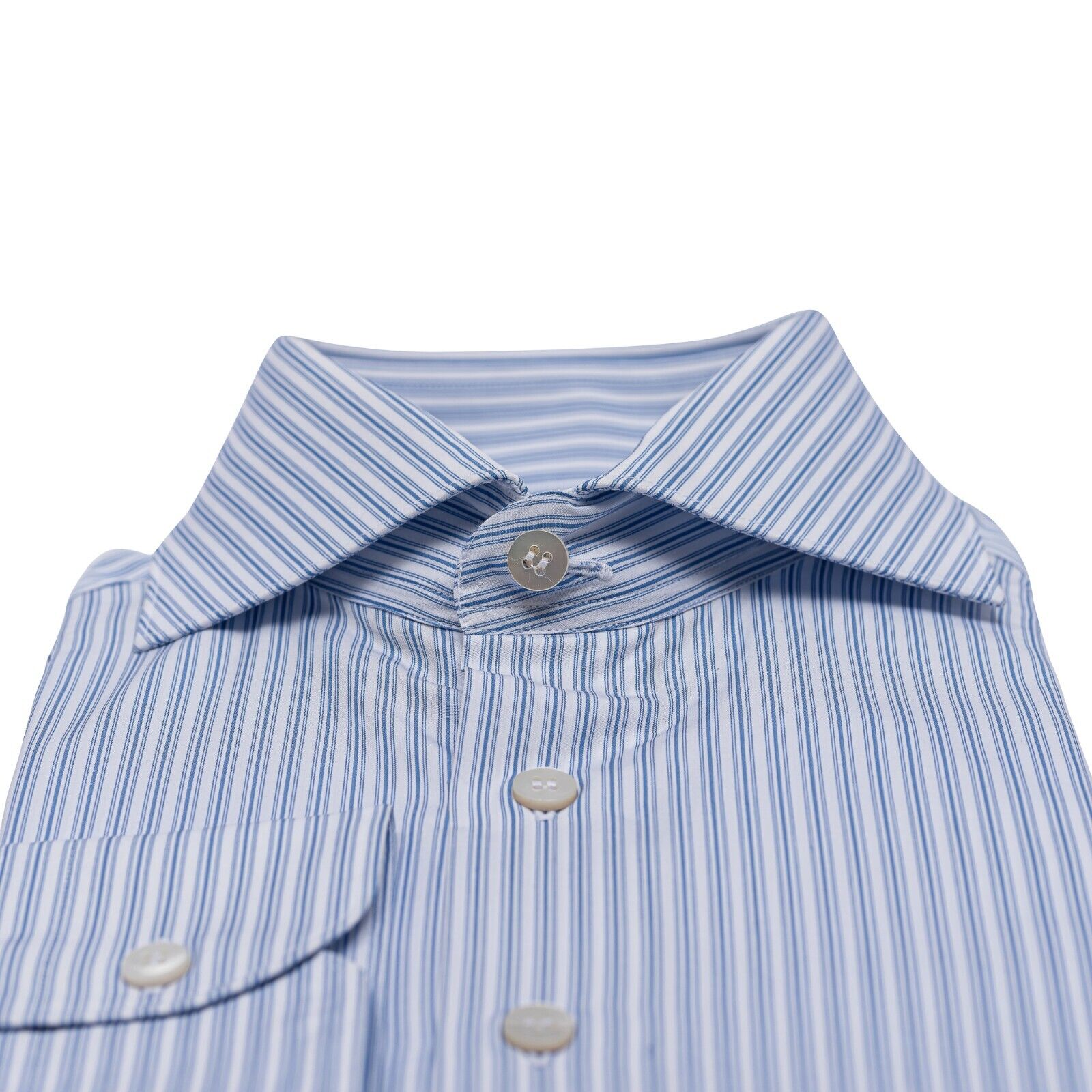 690$ ITALIAN LUXURY GERLIN Shirt Striped Blue Cotton 16 - 41 3S BIJAN