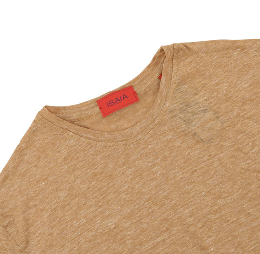 750$ ISAIA NAPOLI Rust Hand-Sewn T-Shirt 100% Linen Size XL - Made in Italy