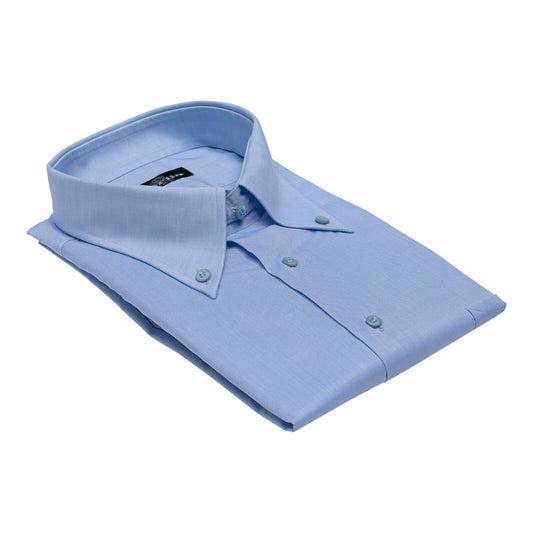 690$ LUXURY GERLIN Shirt Button-Down Blue Cotton 17.75 - 45 1O BIJAN