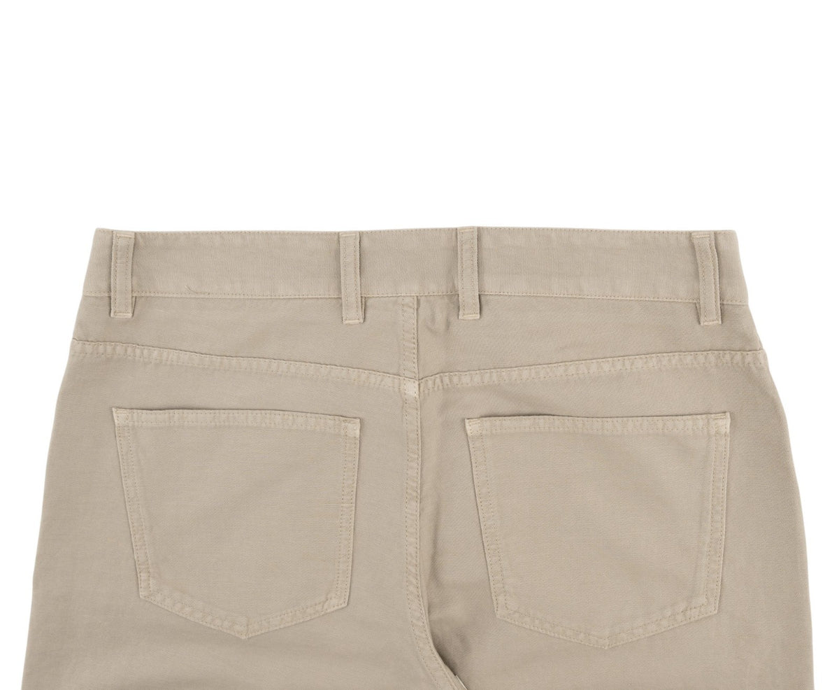 725$ ISAIA NAPOLI Beige 5 Pocket Trouser Pant Cotton Linen Regular Fit