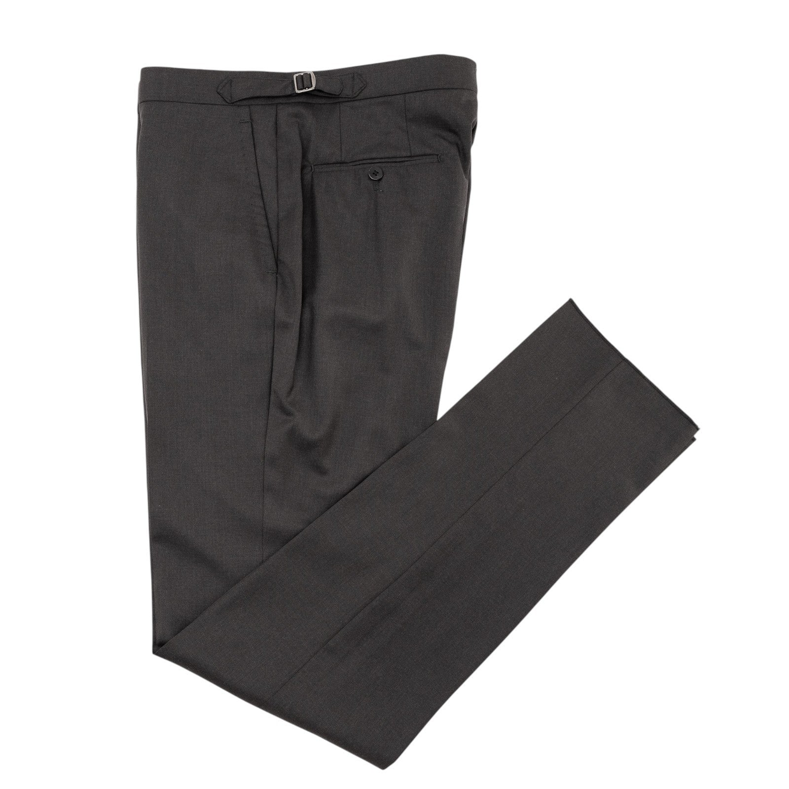 1550$ ISAIA Tapered Dress Pant Fine Wool Dark Gray 34 US / 50 EU R