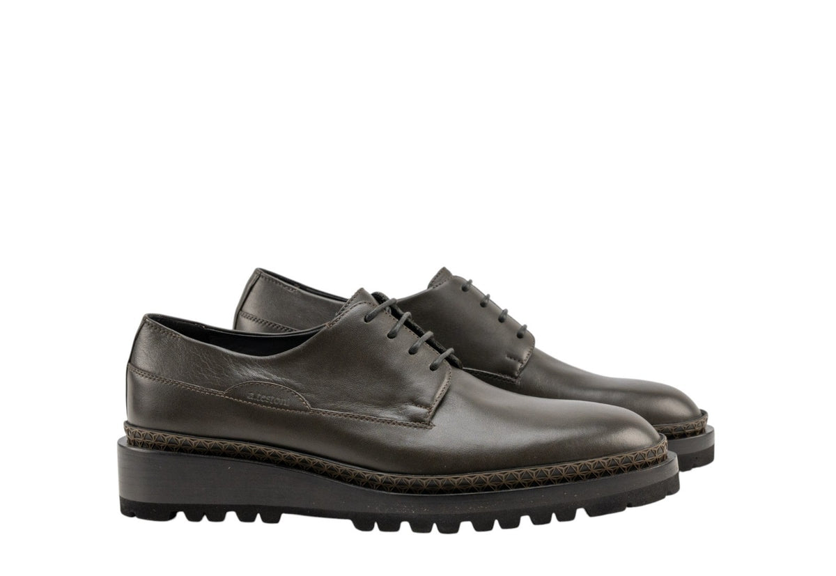 1200$ TESTONI Derby Shoes Sport Napa Calf Green Army 8 UK / 9 US / 42 IT