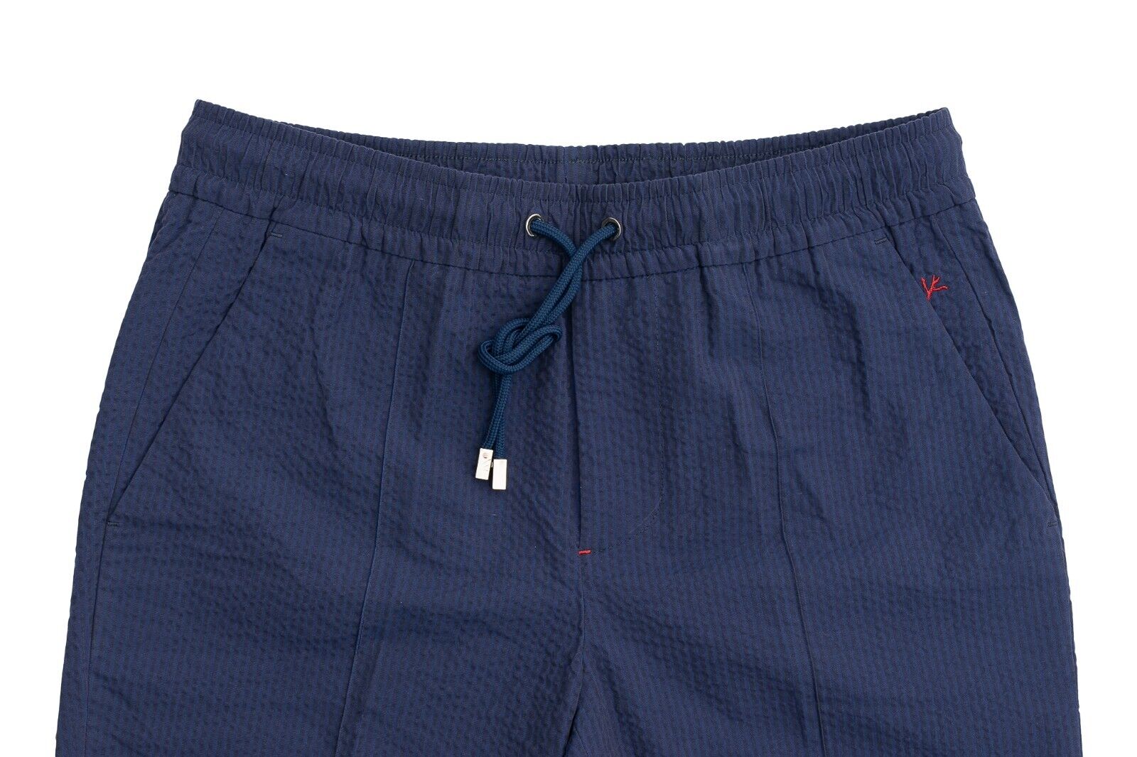 1100$ ISAIA NAPOLI Blue Drawstring Trousers Sport Pant Seersucker Cotton