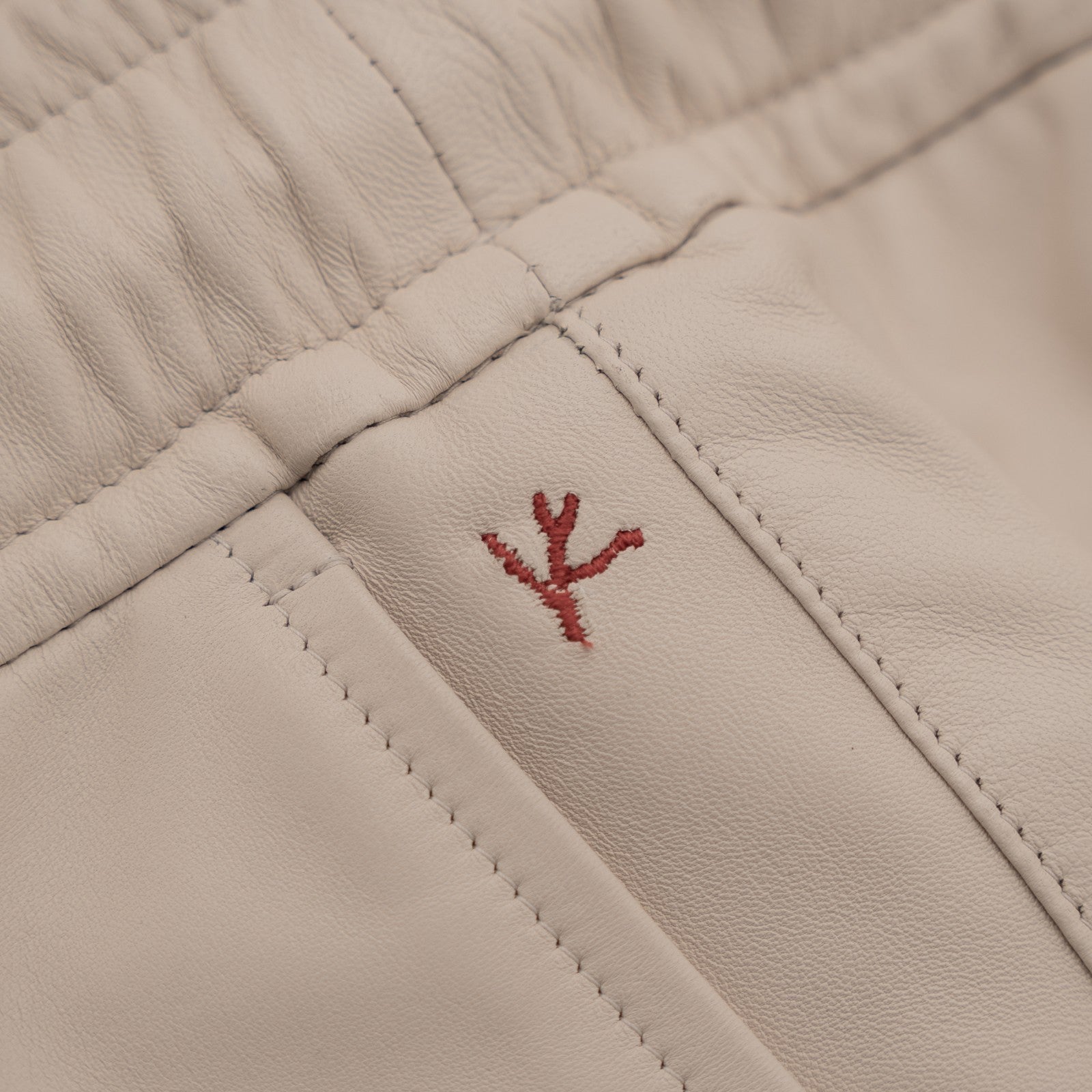 2450$ ISAIA NAPOLI Ivory Drawstring Pant Soft Lambskin 32 US / 48 EU