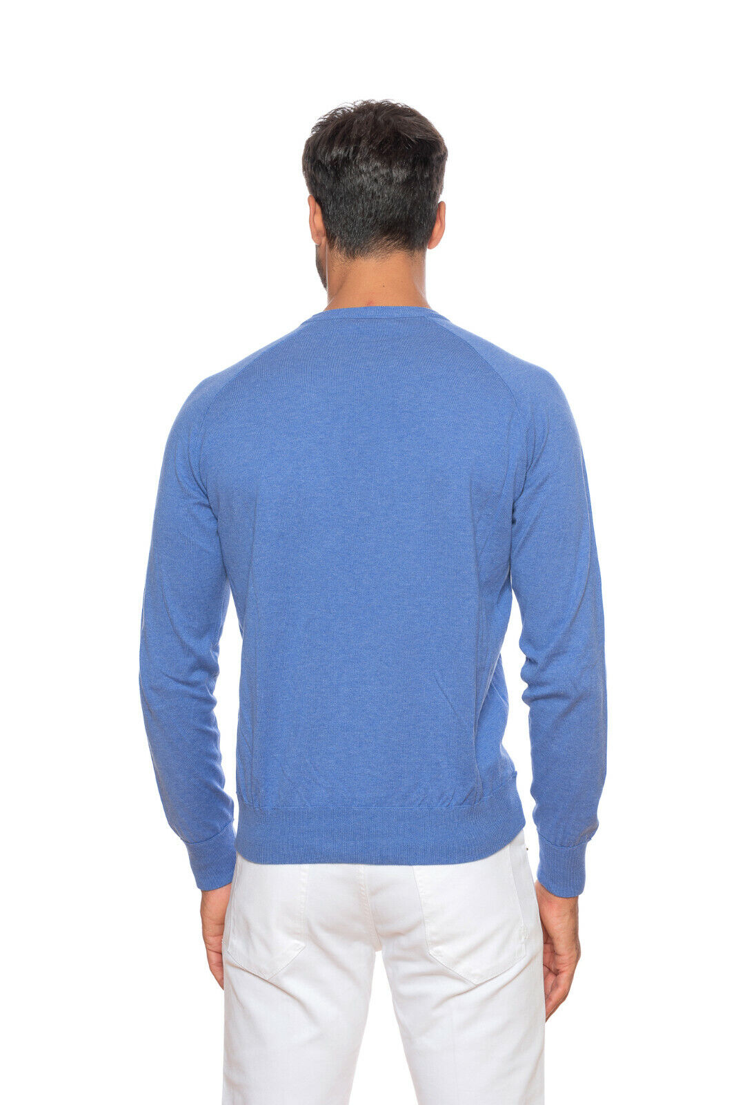 Italian FILIPPO DE LAURENTIIS Sweater Sweatshirt Soft Cotton Blue Made in Italy