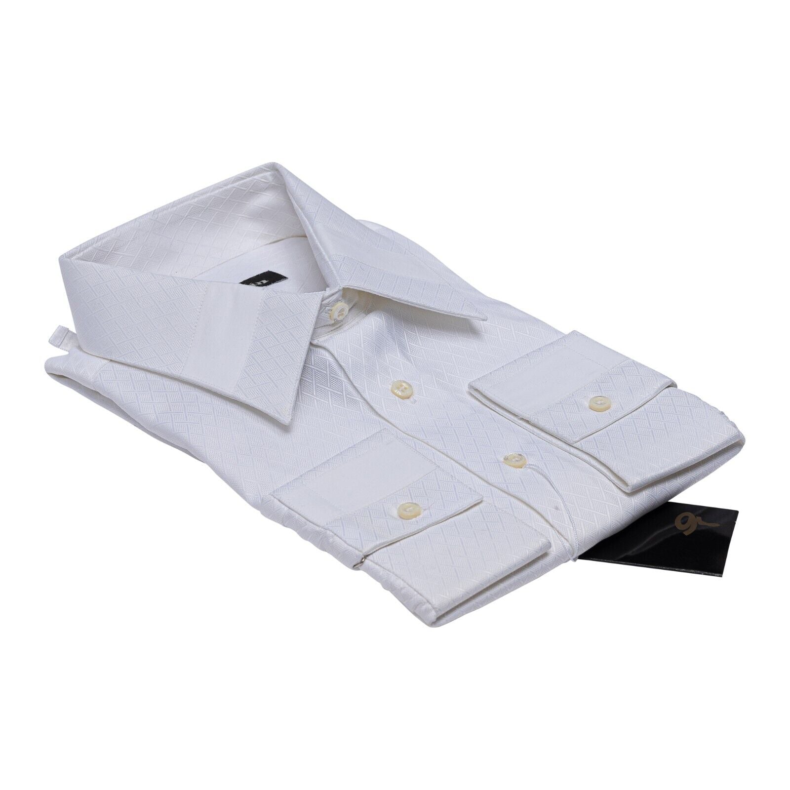 LUXURY 690$ GERLIN Shirt White Jacquard ALUMO Cotton 16 - 41 1Q BIJAN