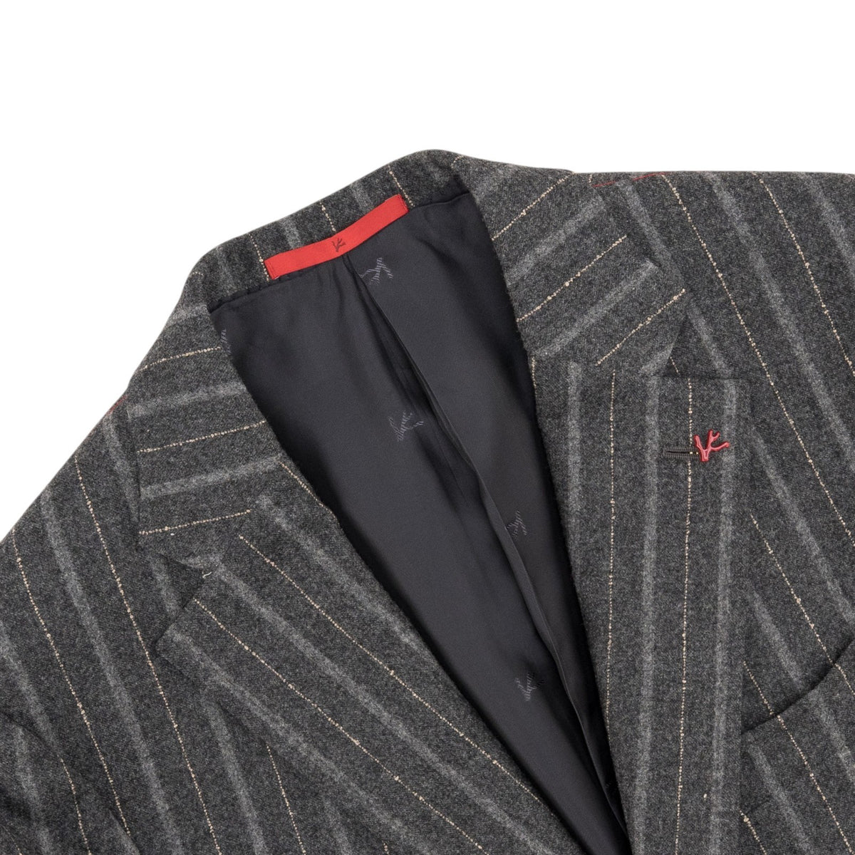 $6600 ISAIA NAPOLI "Marechiaro" Gray Suit Flannel Wool Striped 38 US / 48 EU 8R