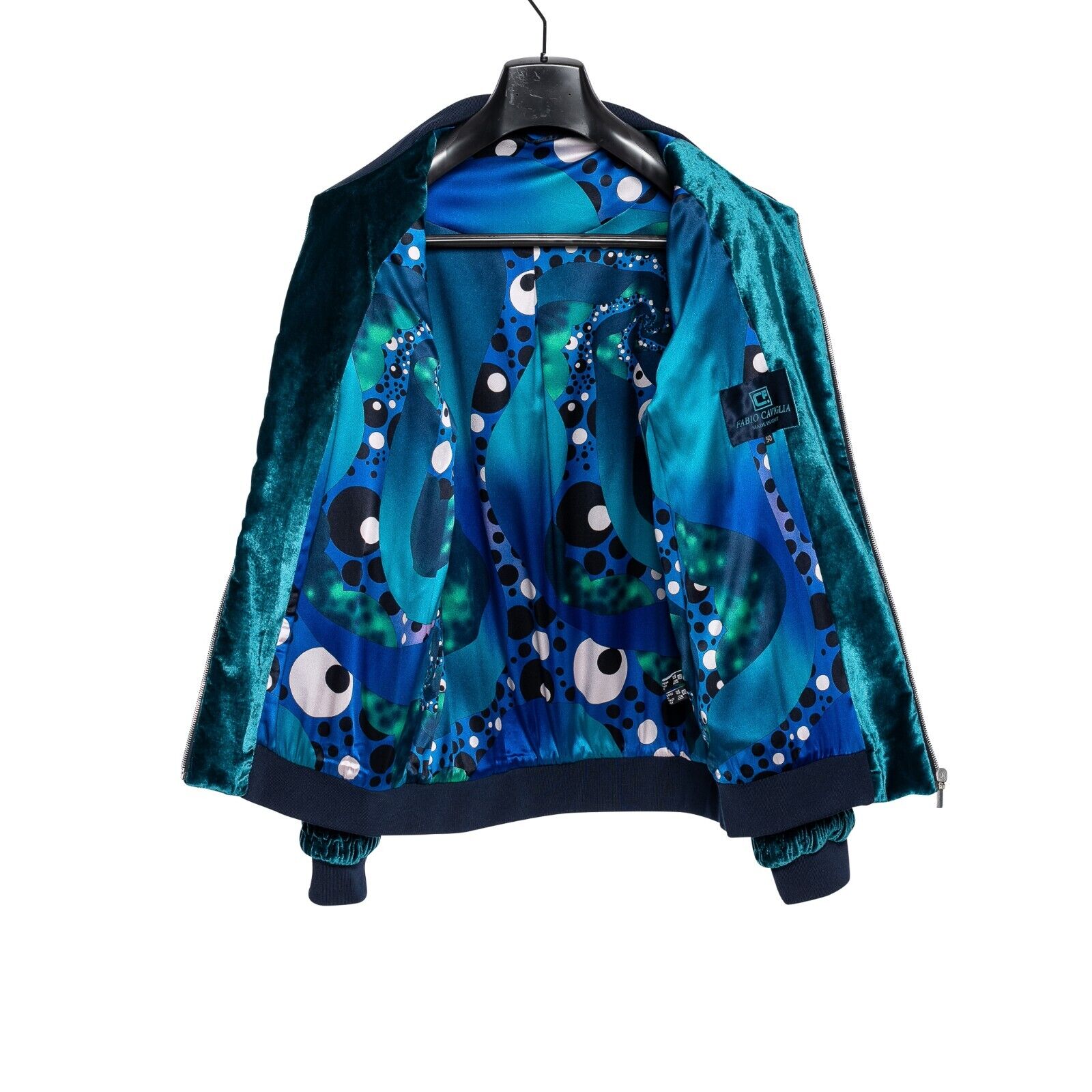 2000$ FABIO CAVIGLIA Bomber Jacket "WOVEN" Corduroy Lining in Silk 40 US / 50 EU