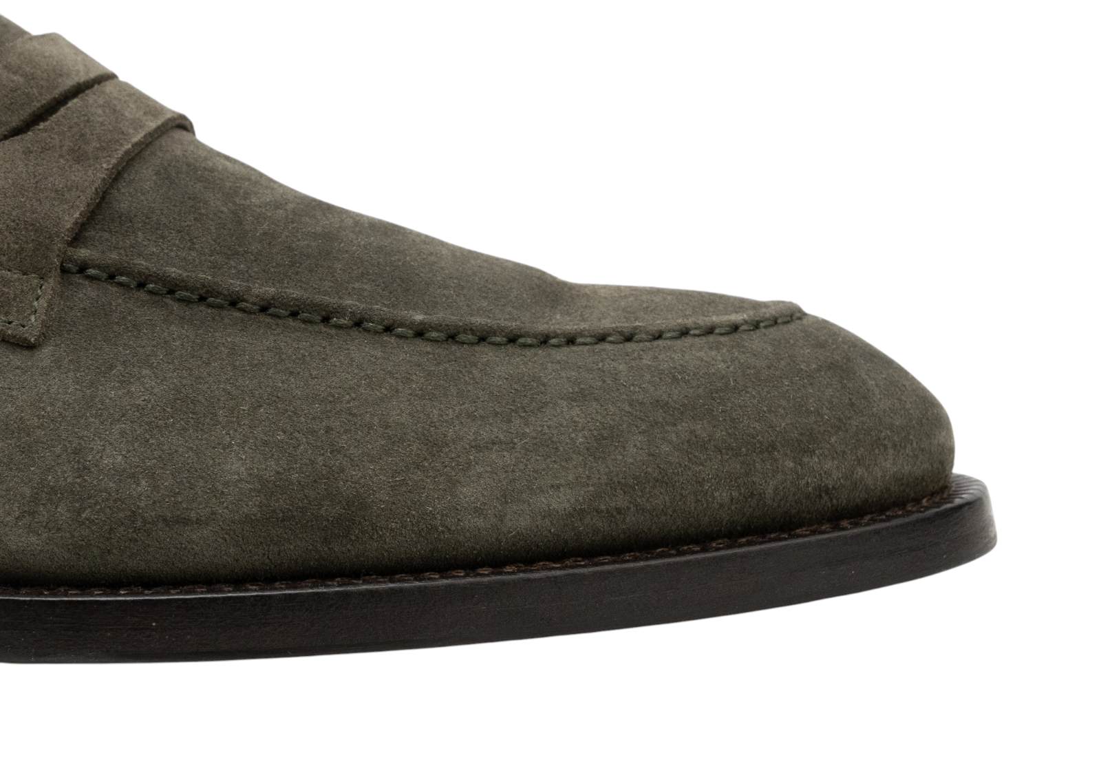 ISAIA NAPOLI Green Suede Penny Loafer Shoes Leather Sole 9 UK / 10 US / 43 IT