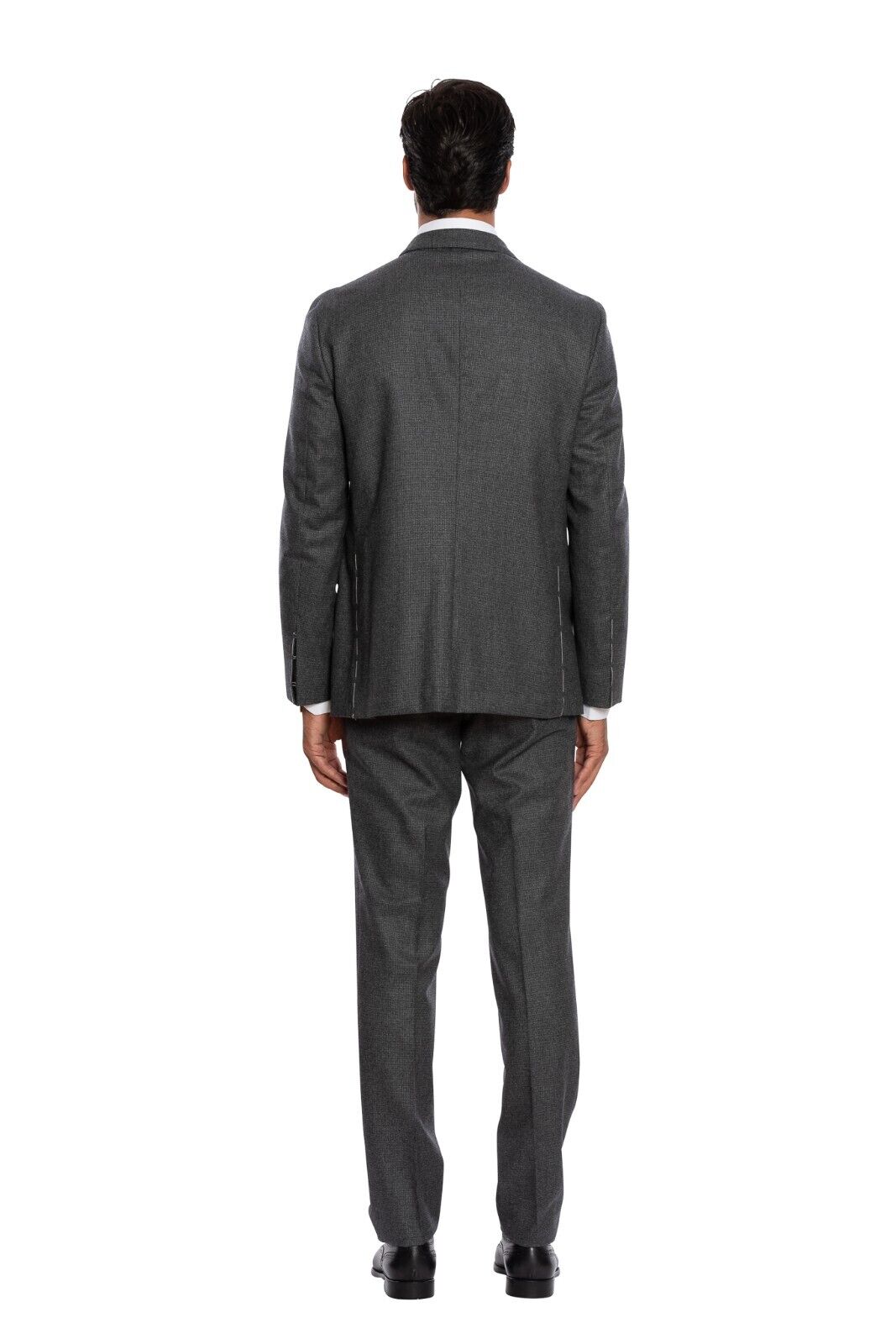 $3100 LUIGI BORRELLI NAPOLI Hand-Sewn Gray Micro Houndstooth Suit Wool Slim