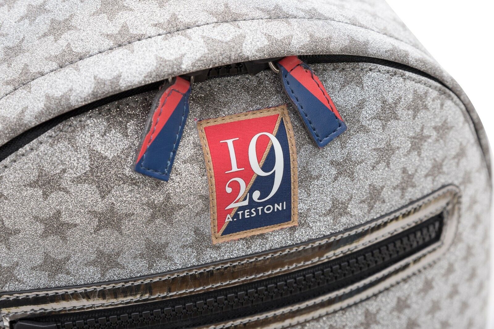 $410 Testoni I29 Bologna Luxury Cristals Backpack Rising Star + Silver Calf